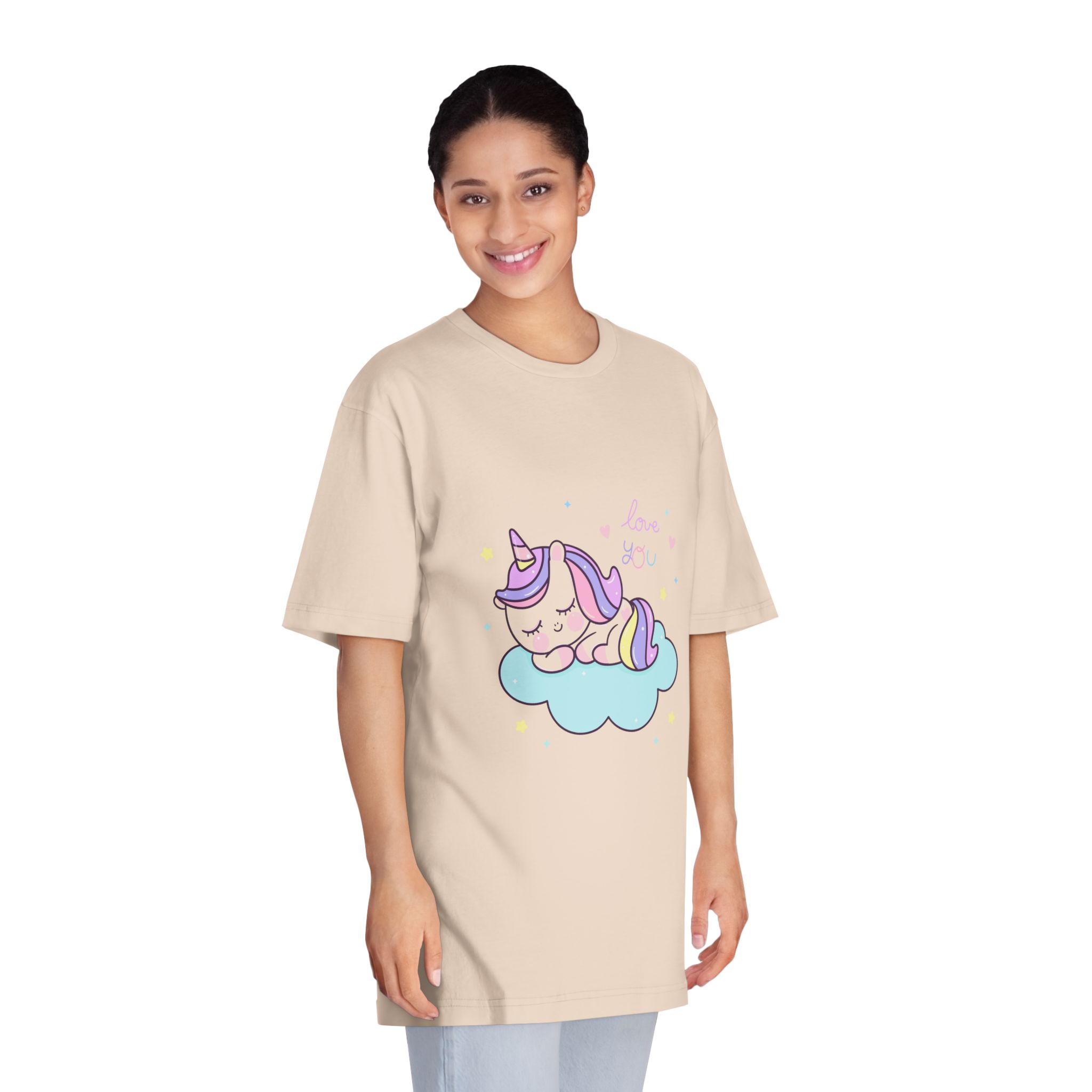 Cute Unicorn Sleep Cartoon Cloud Sweet Dream Kawaii Hand Drawn Unisex Classic Crewneck T Shirt - Image 11