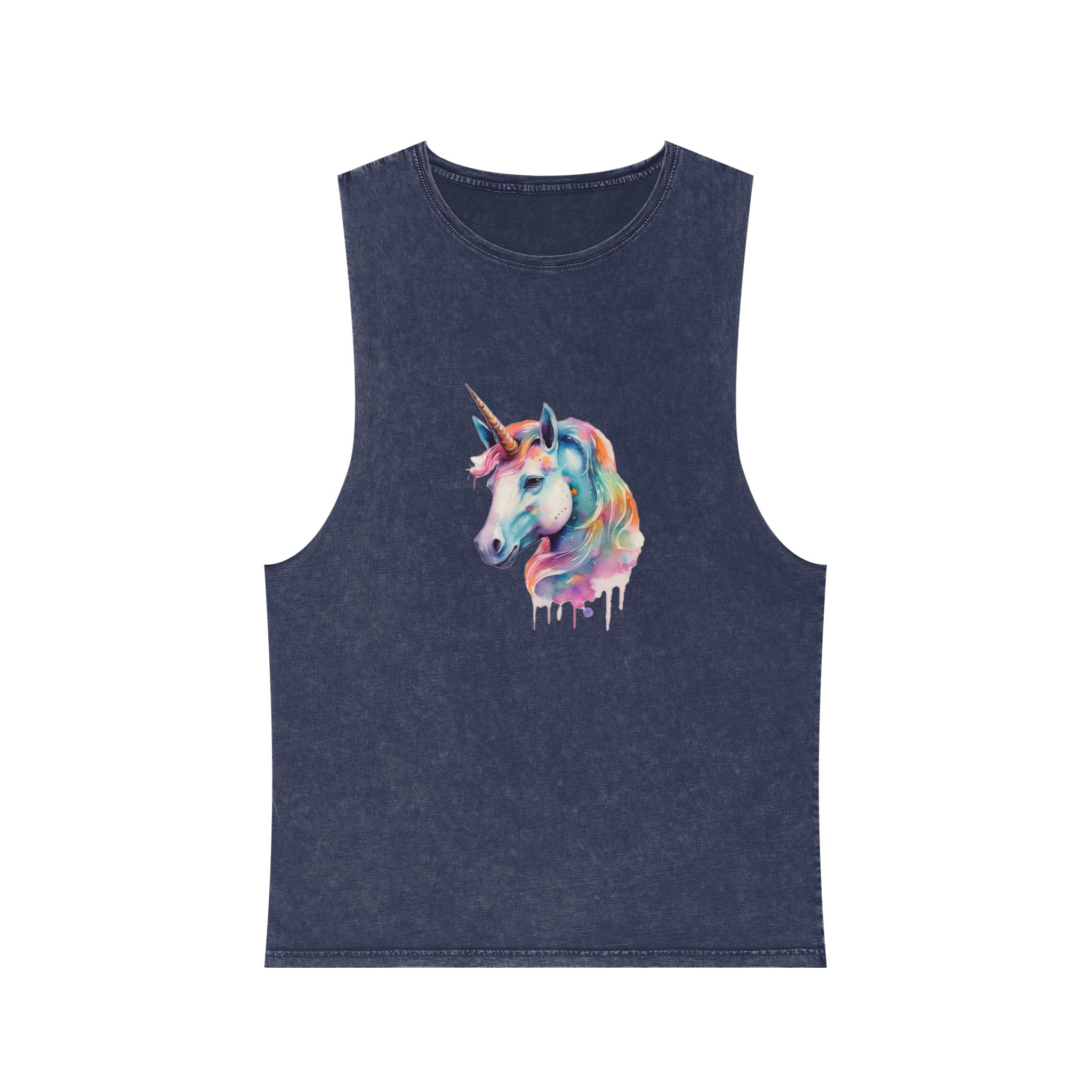 Close Up Unicorns Head With Colorful Mane Generative Ai Unisex Stonewash Tank Top - Image 13