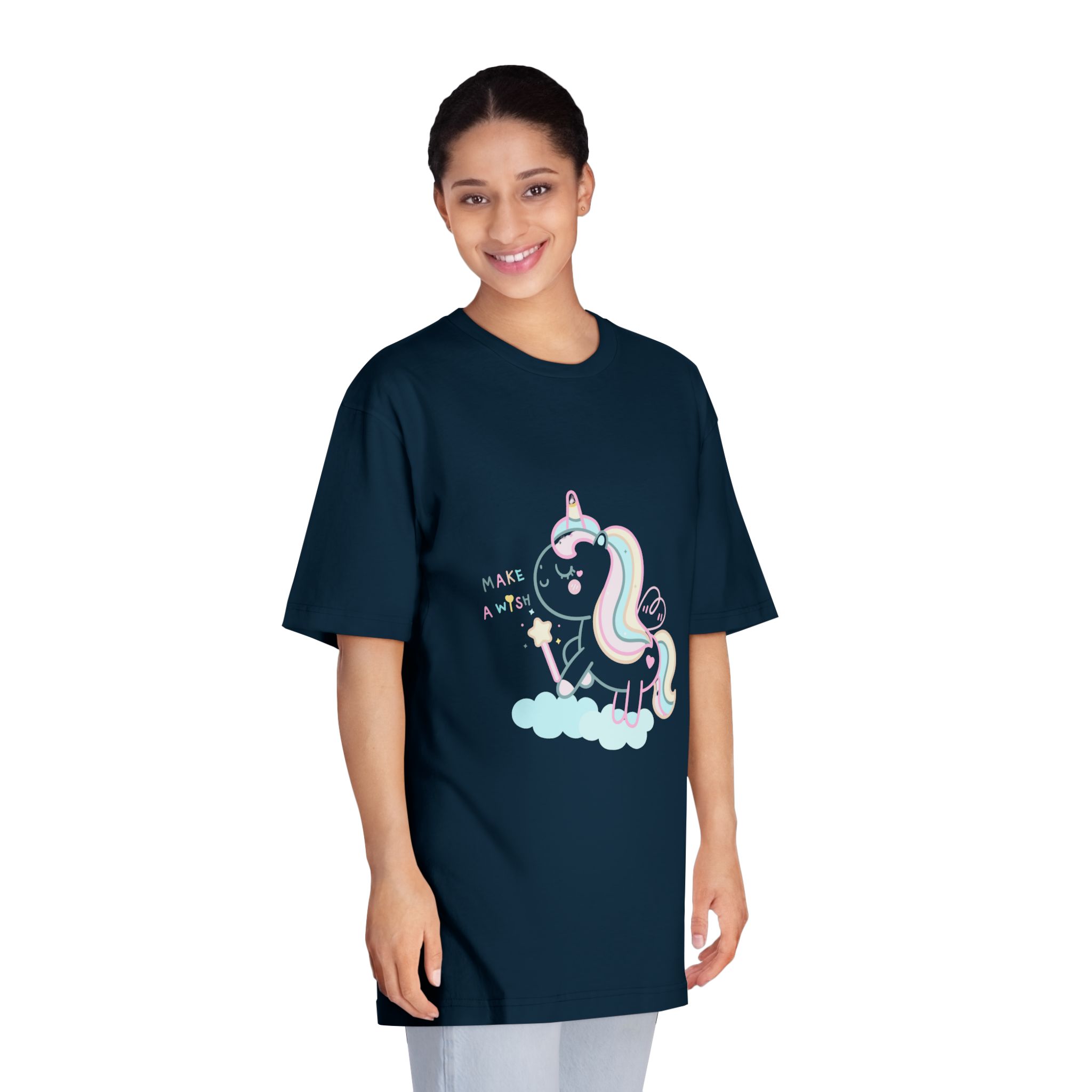 Cute Unicorn Pastel Holding Magic Wand Unisex Classic Crewneck T Shirt - Image 19