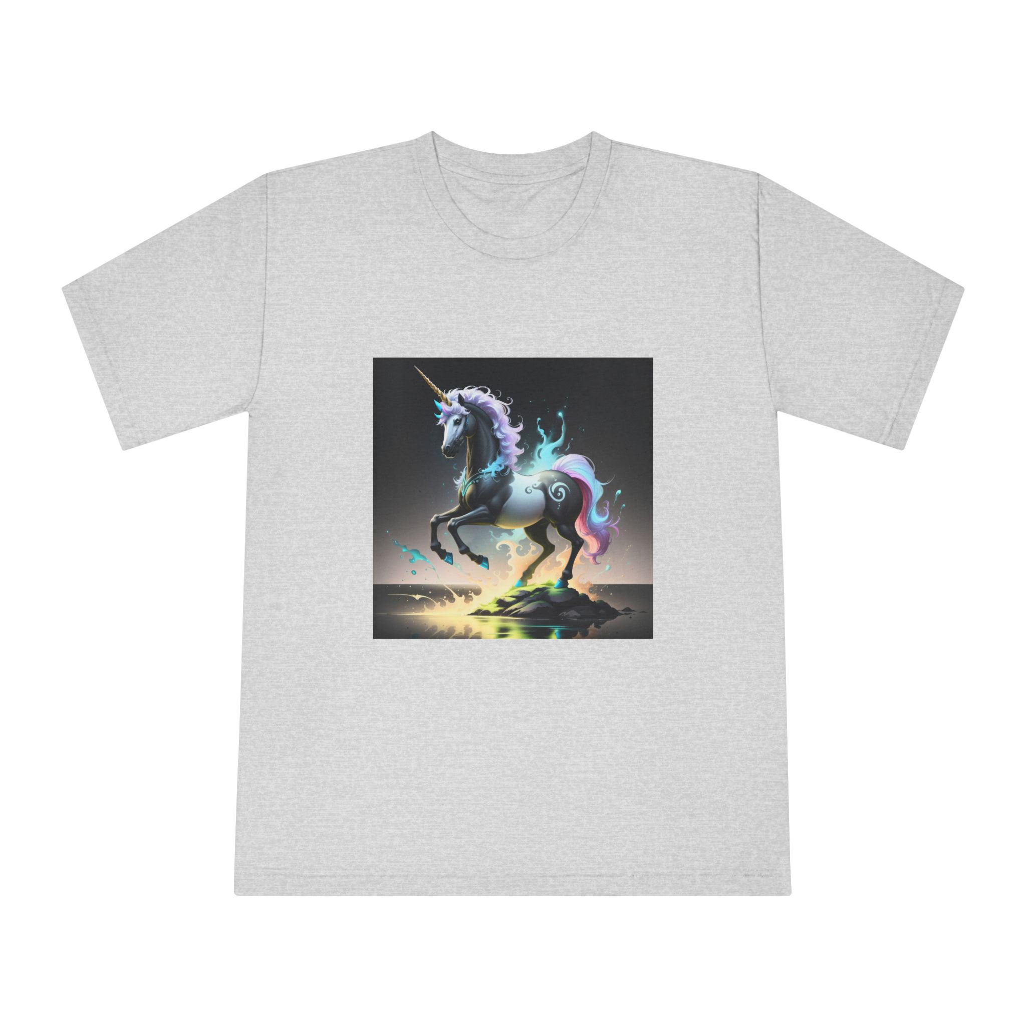 Black Unicorn With Fluorescent Liquids Unisex Classic Crewneck T Shirt - Image 13