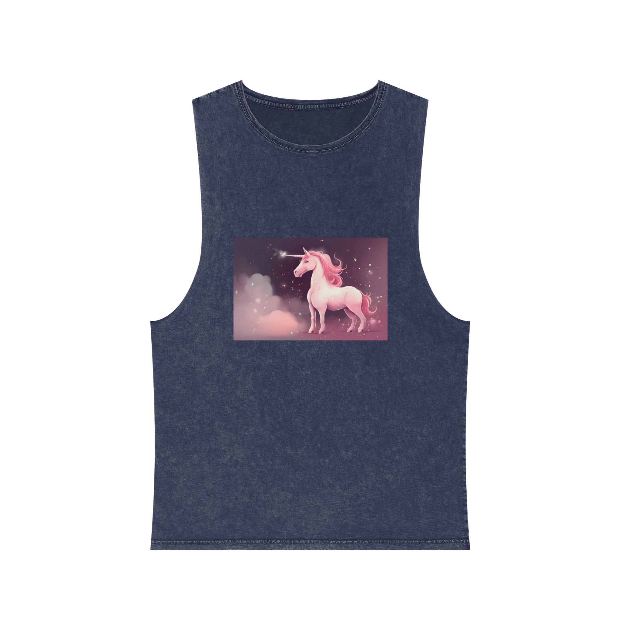 Pink Unicorn Fantastic Illustration Unisex Stonewash Tank Top - Image 13
