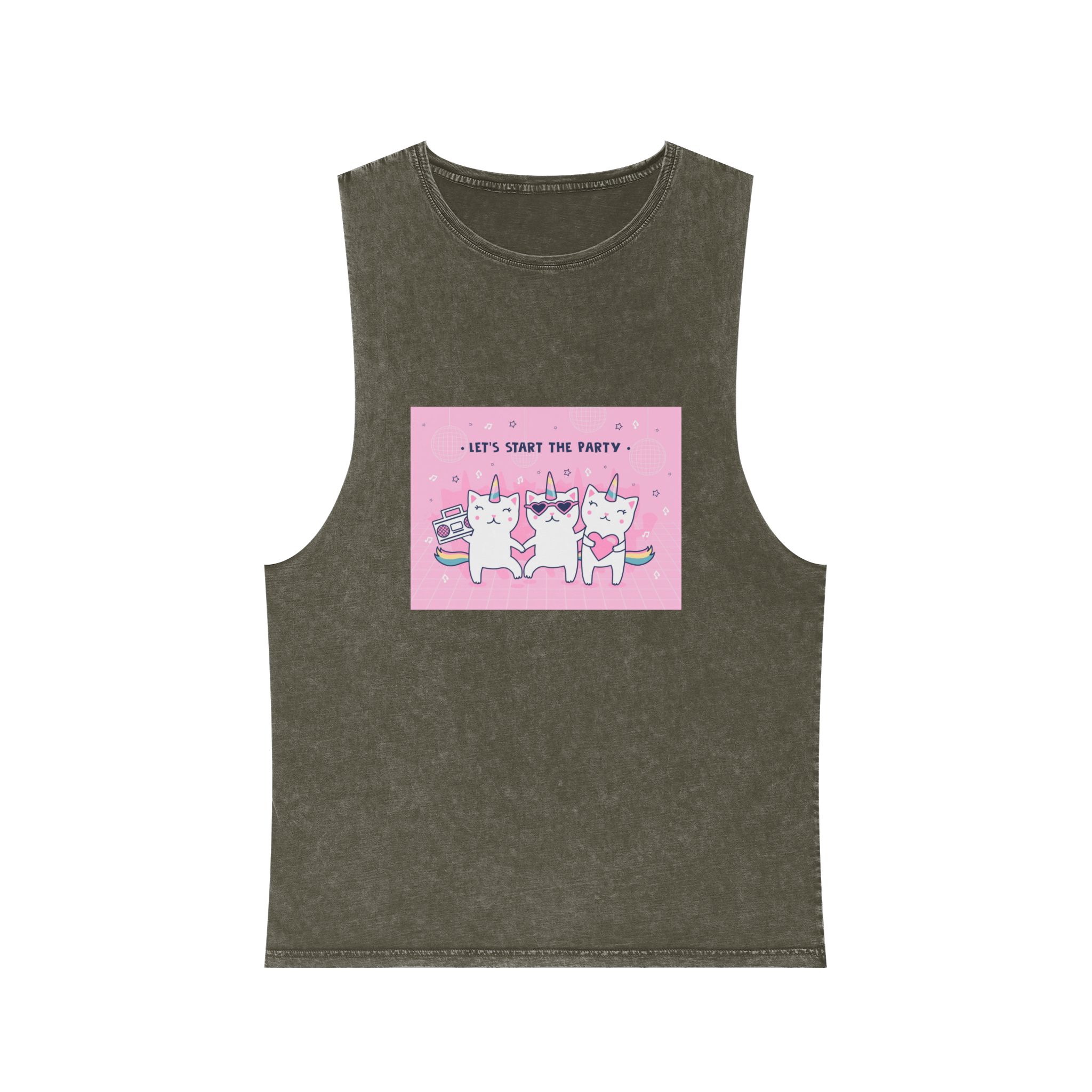 Cover Design With Unicorn Cats Unisex Stonewash Tank Top - Image 5