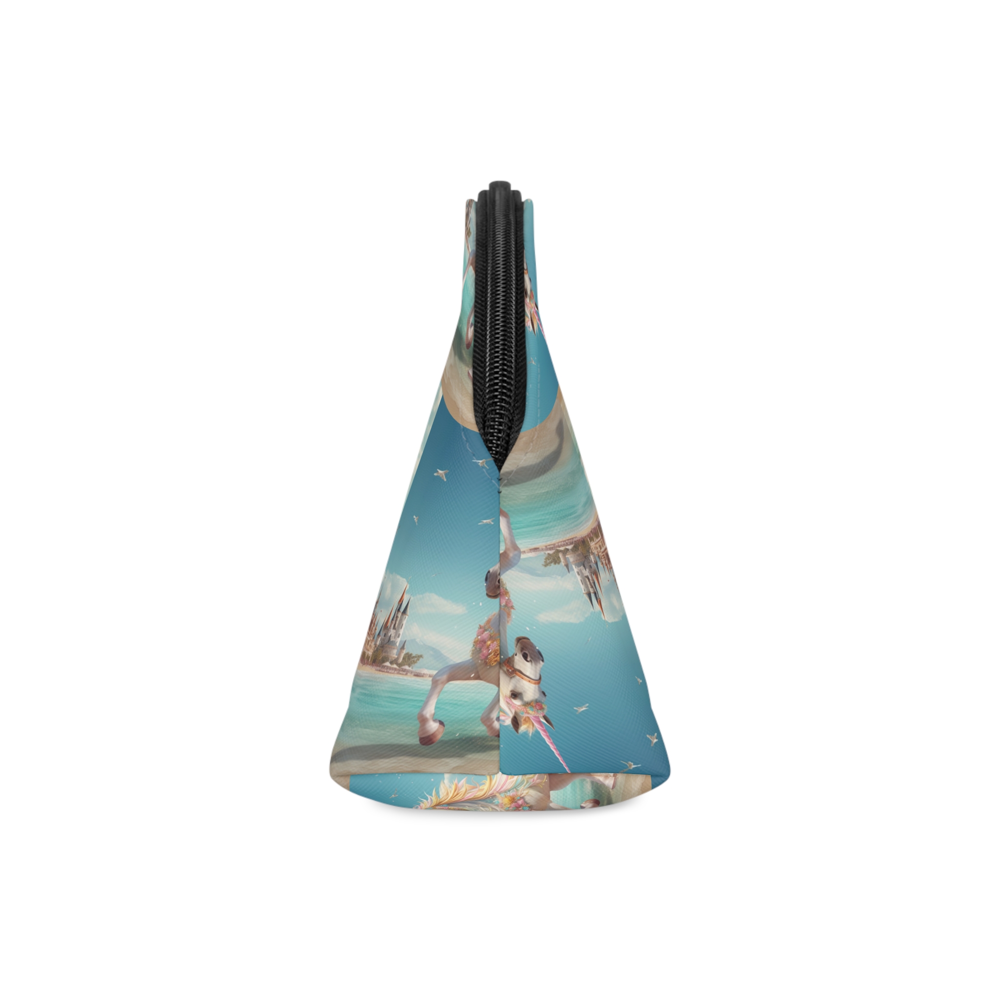 There Is Unicorn Running Beach With Castle Background Generative Ai Makeup Bag - Image 4