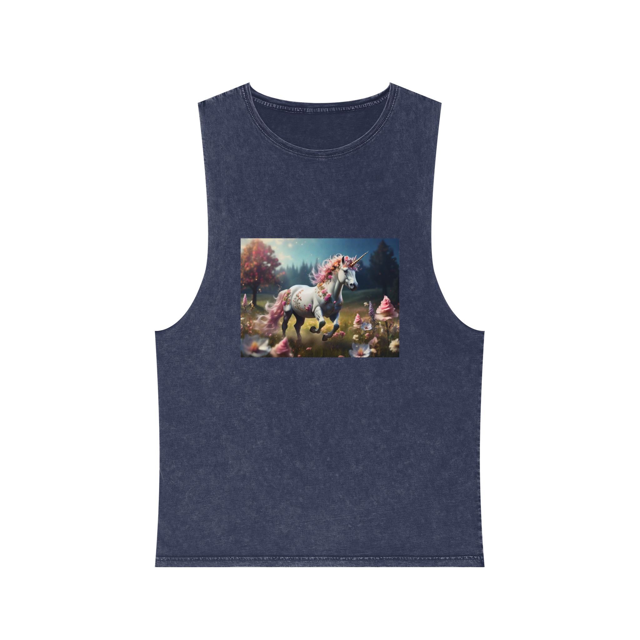 Beautiful Unicorn Running Magical Meadow Unicorn Background Images Whimsical Unicorn (38) Unisex Stonewash Tank Top - Image 13