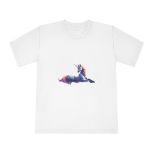 Colorful Unicorn With Unique Hairstyle Horn Sitting Vector Illustration(1) Unisex Classic Crewneck T Shirt