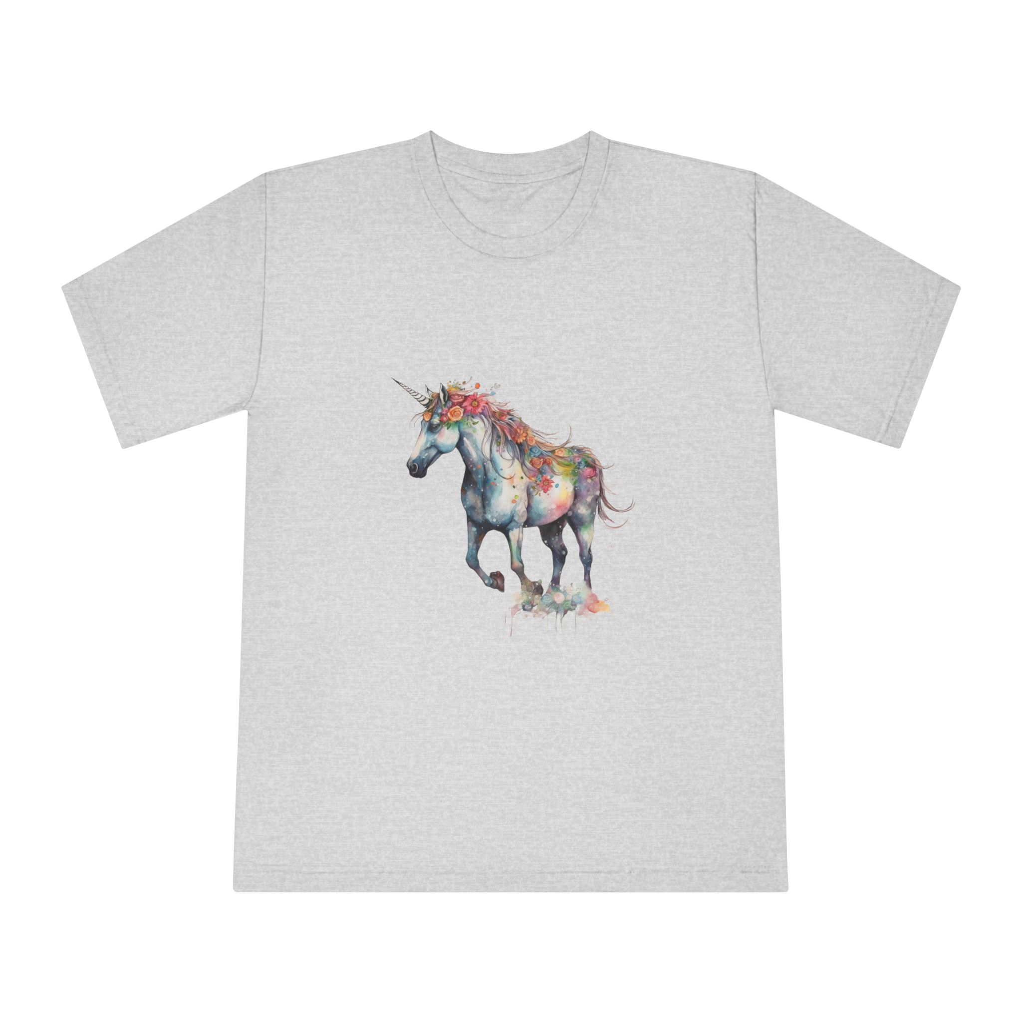 Watercolor Painting Unicorn With Rainbow Horn Unisex Classic Crewneck T Shirt - Image 13