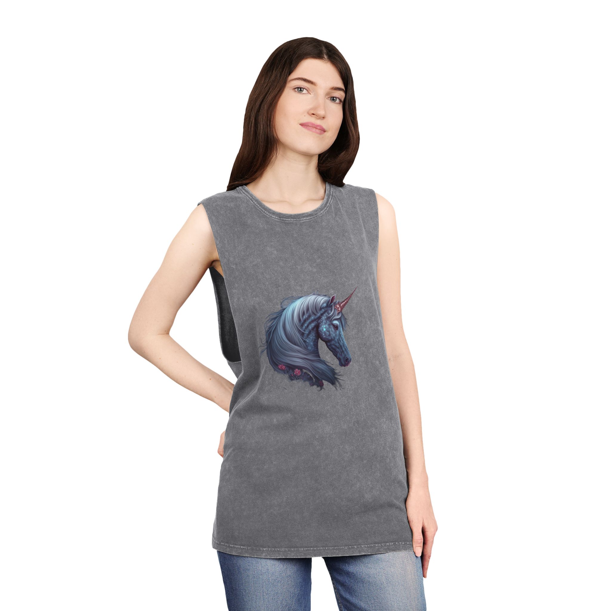 Mystic Unicorn Unisex Stonewash Tank Top - Image 12