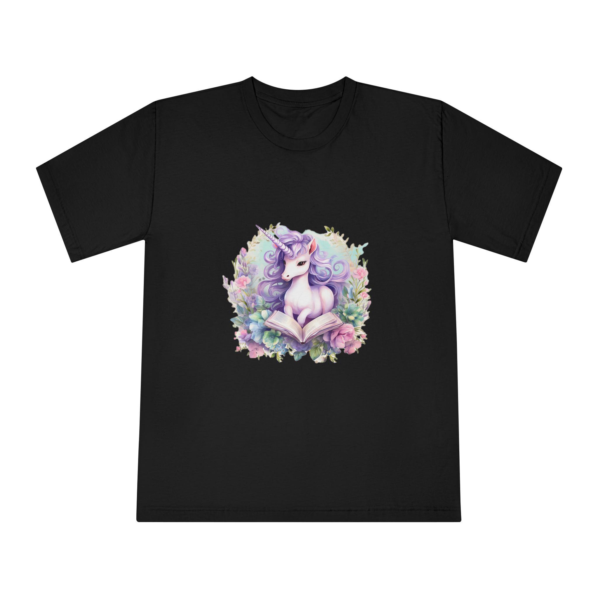 Watercolor Cozy Reading Book Set Hidden Realm Unicorns Fluffy Clipart Tshirt Isolated (1) Unisex Classic Crewneck T Shirt - Image 5