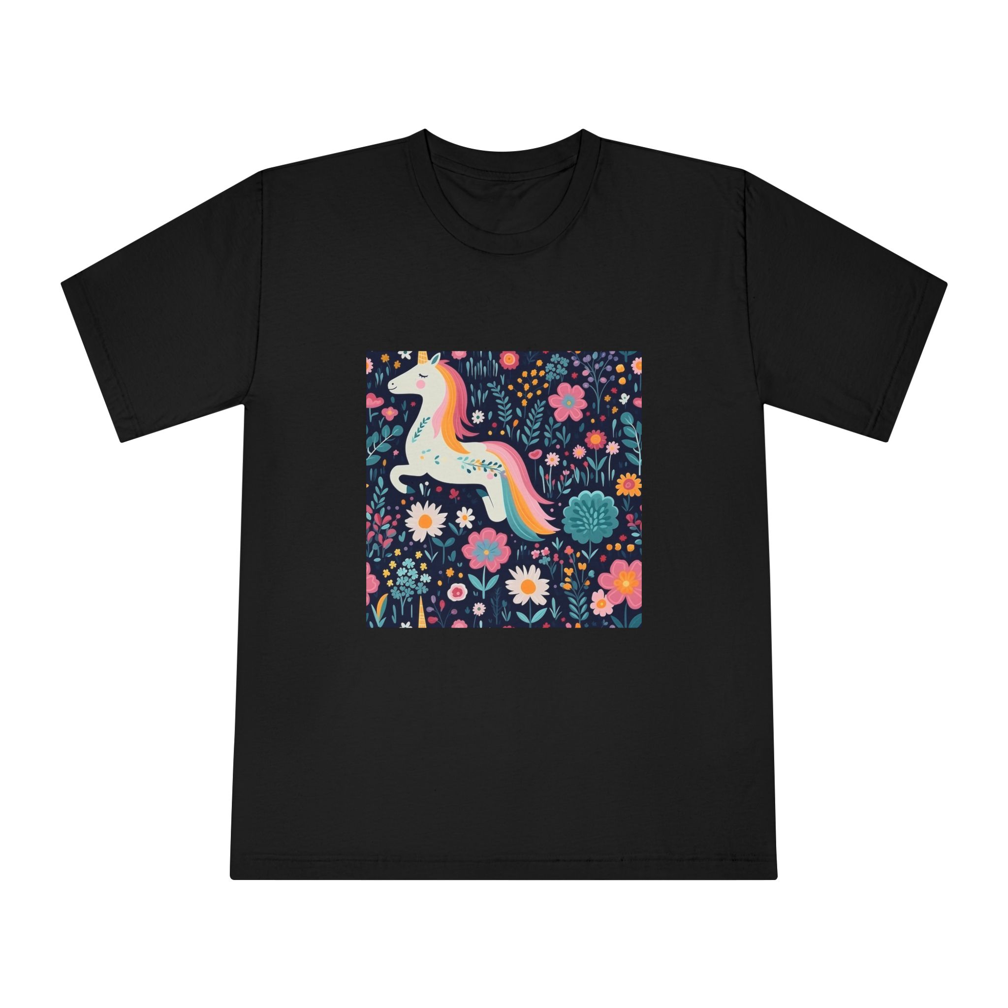 Childish Seamless Pattern Background With Colorful Unicorns (1) Unisex Classic Crewneck T Shirt - Image 5