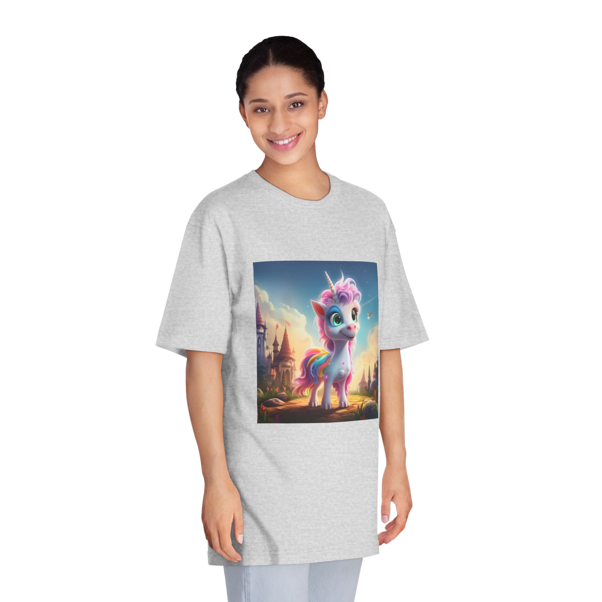 Unicorn Standing Rock Front Castle Generative Ai Unisex Classic Crewneck T Shirt - Image 15