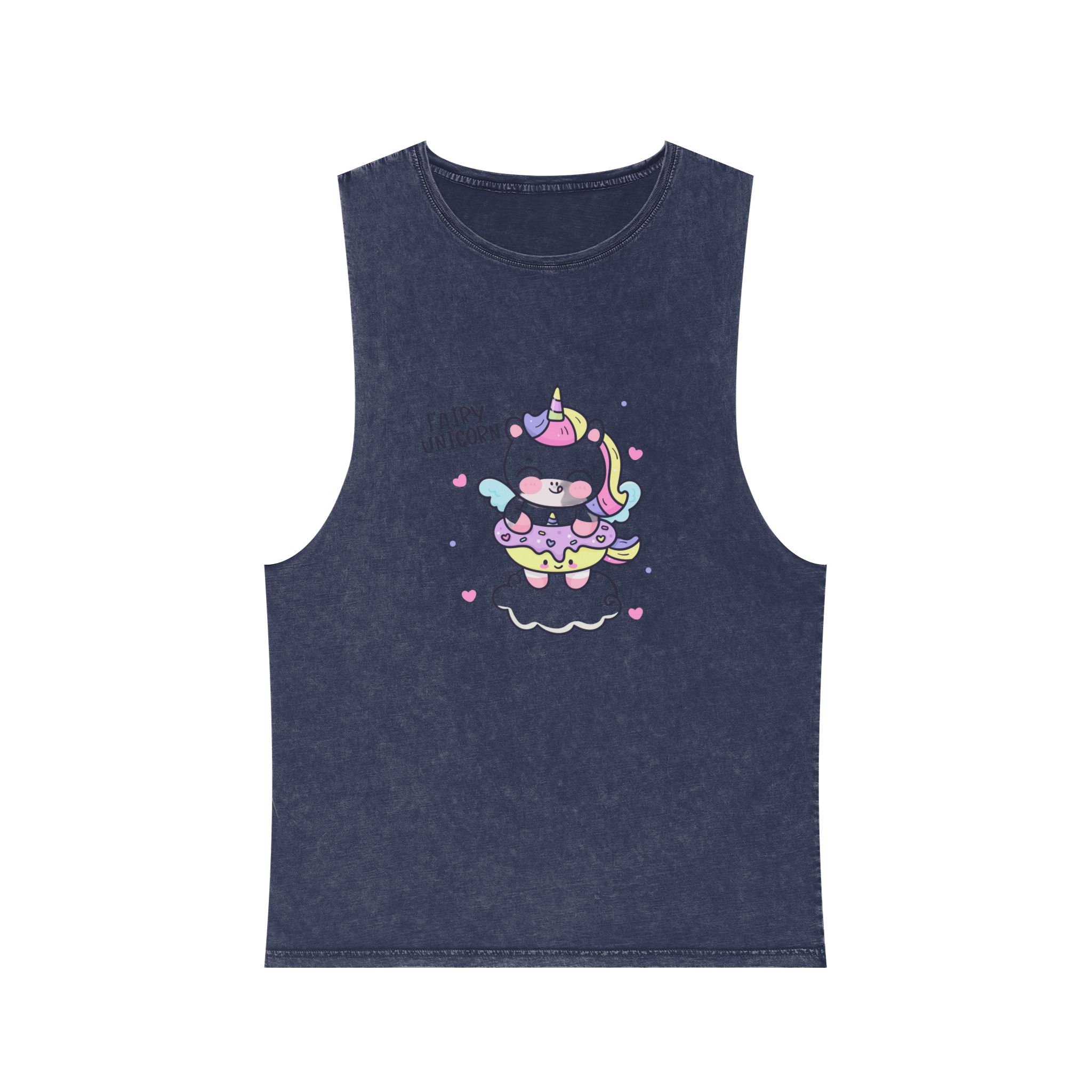 Cute Unicorn Cartoon Donut Cloud Kawaii Animal Unisex Stonewash Tank Top - Image 13