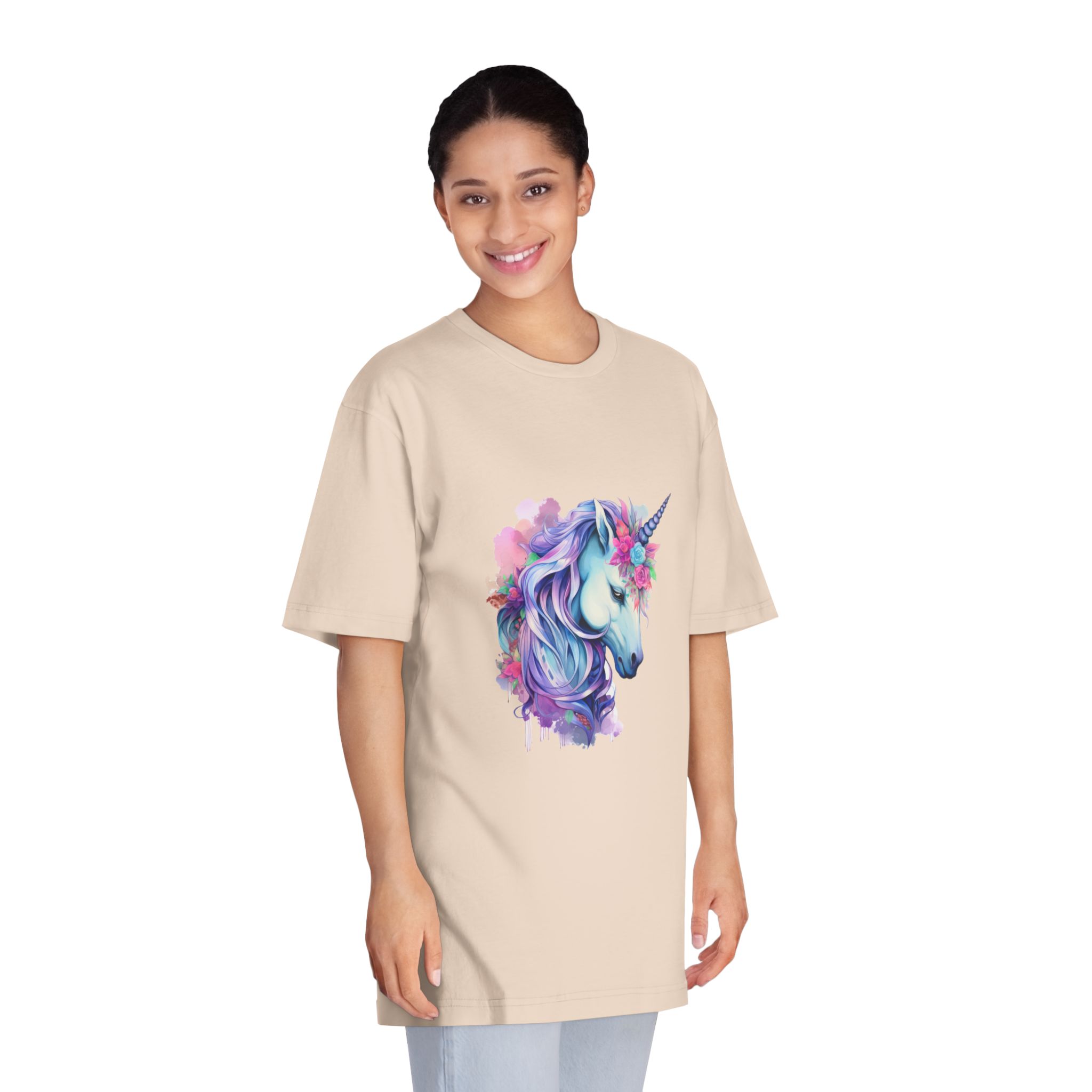 Watercolor Fantasy Unicorn Clip Art Unisex Classic Crewneck T Shirt - Image 11