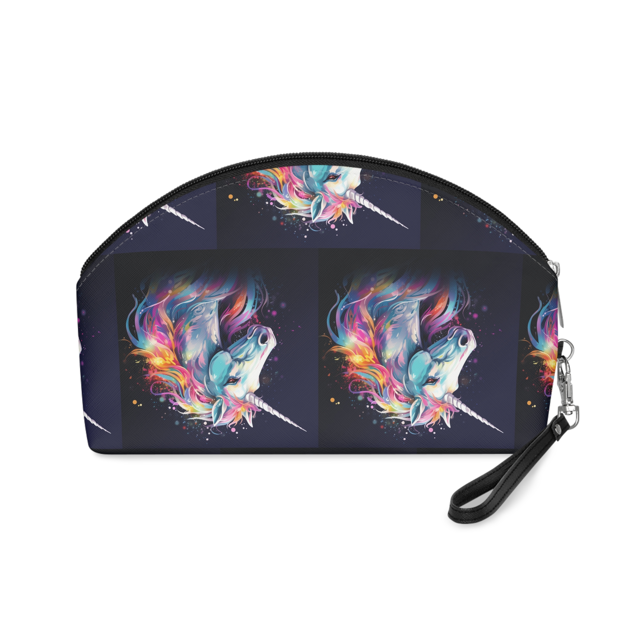 Unicorn Head Colorful Art White Background Makeup Bag - Image 2