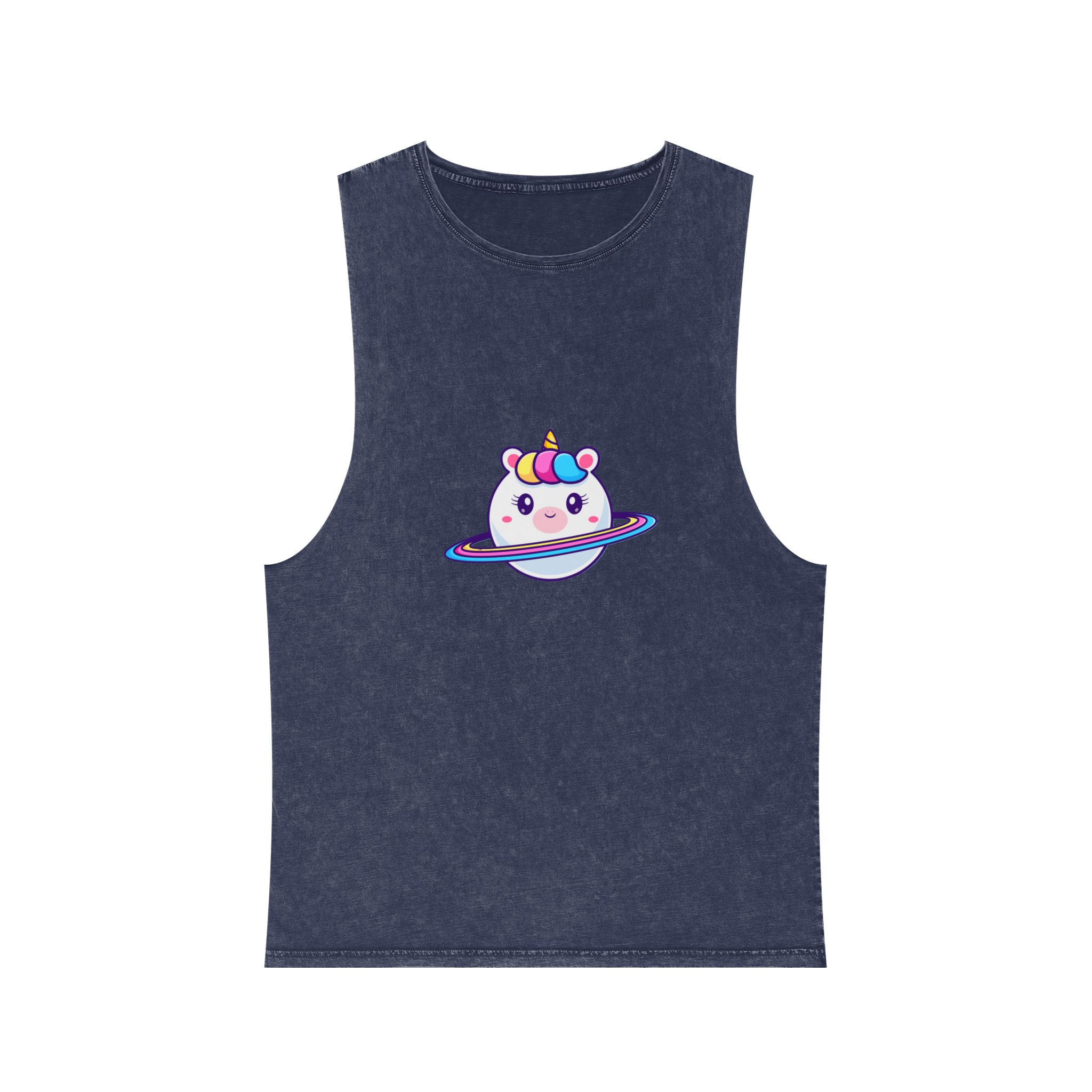 Cute Unicorn Planet Unisex Stonewash Tank Top - Image 13