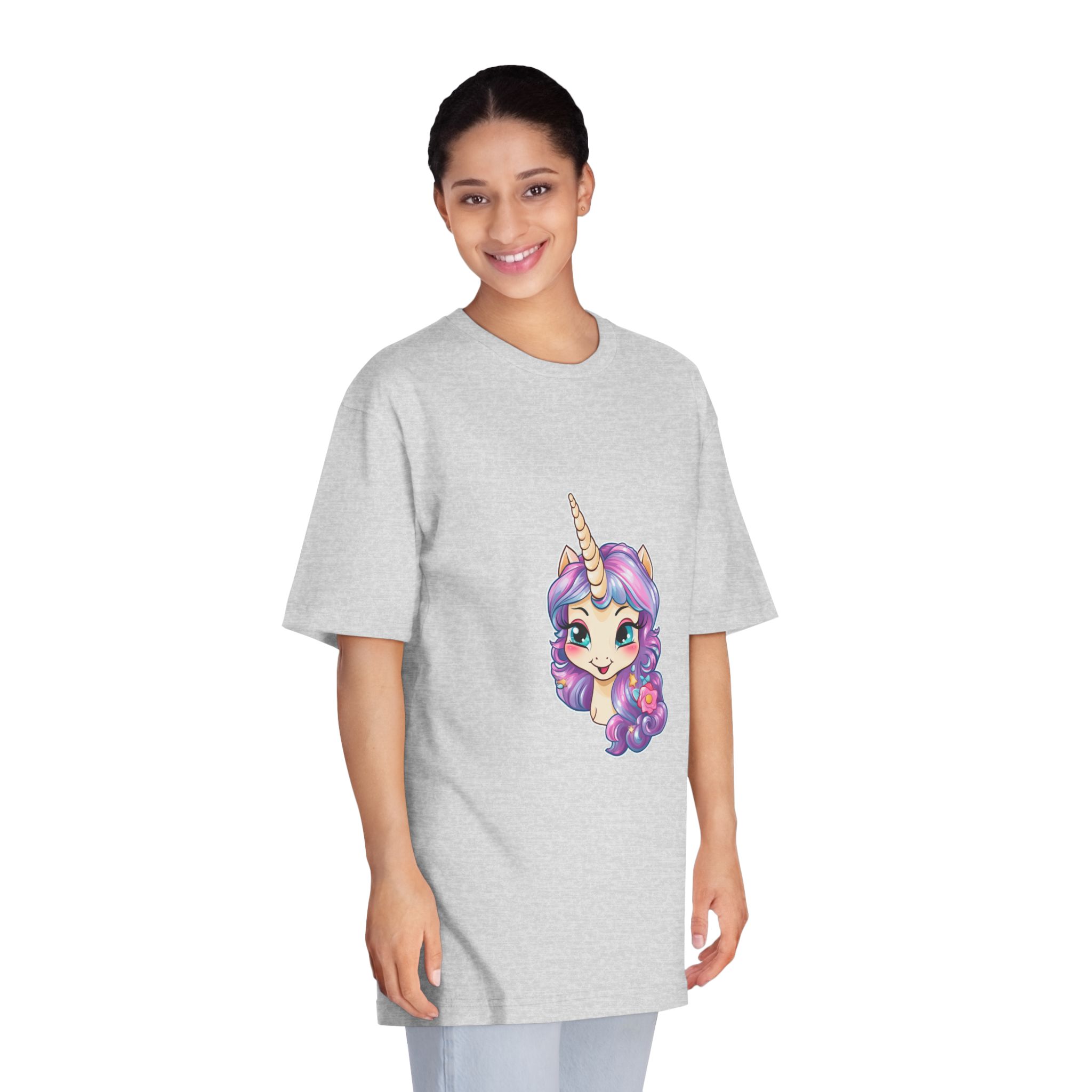 Cute Little Baby Unicorn With Rainbow Flowers Vector Illustration Set Generative Ai Unisex Classic Crewneck T Shirt - Image 15