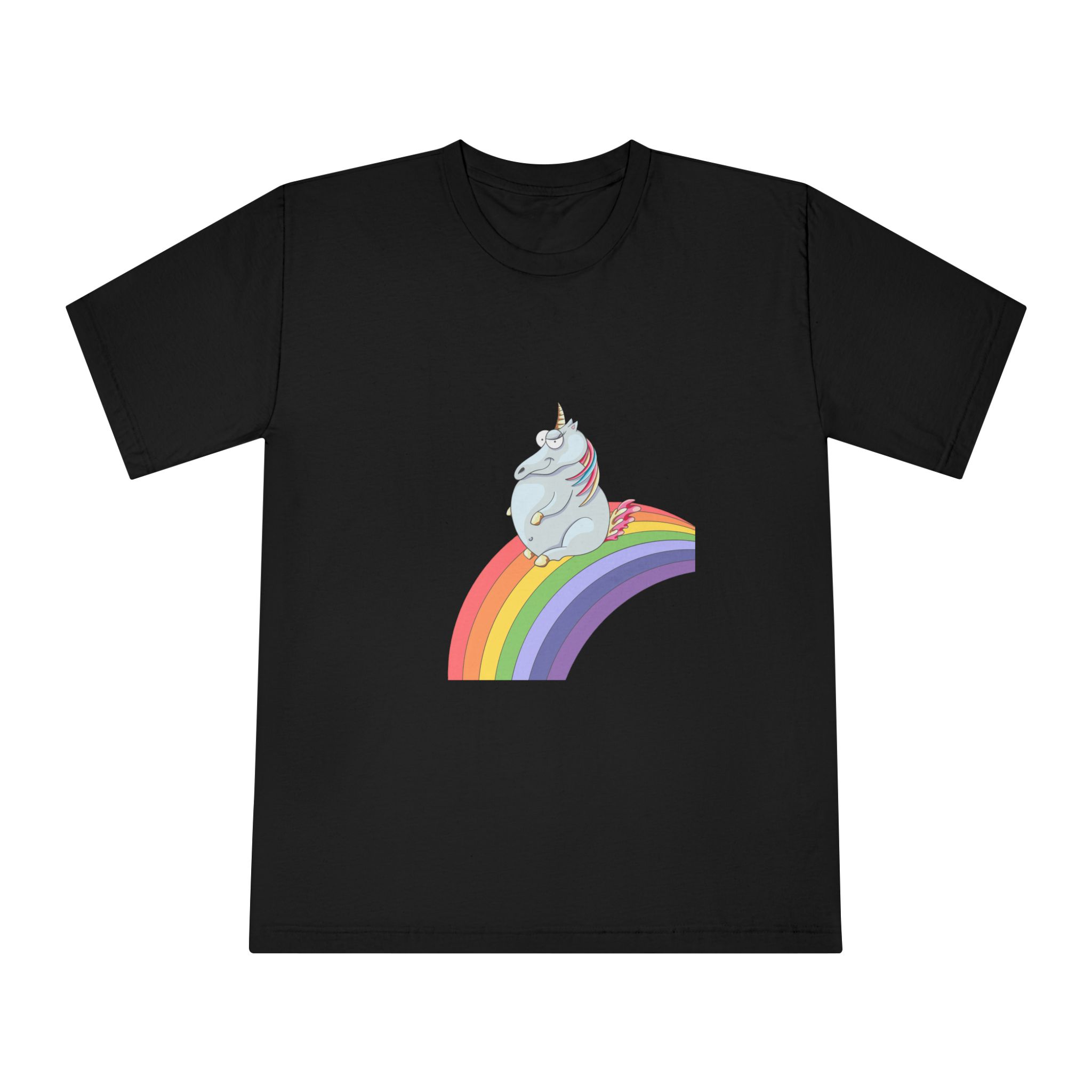 Unicorn and Rainbow Childrens Tale Magic Art Flat Unisex Classic Crewneck T Shirt - Image 5