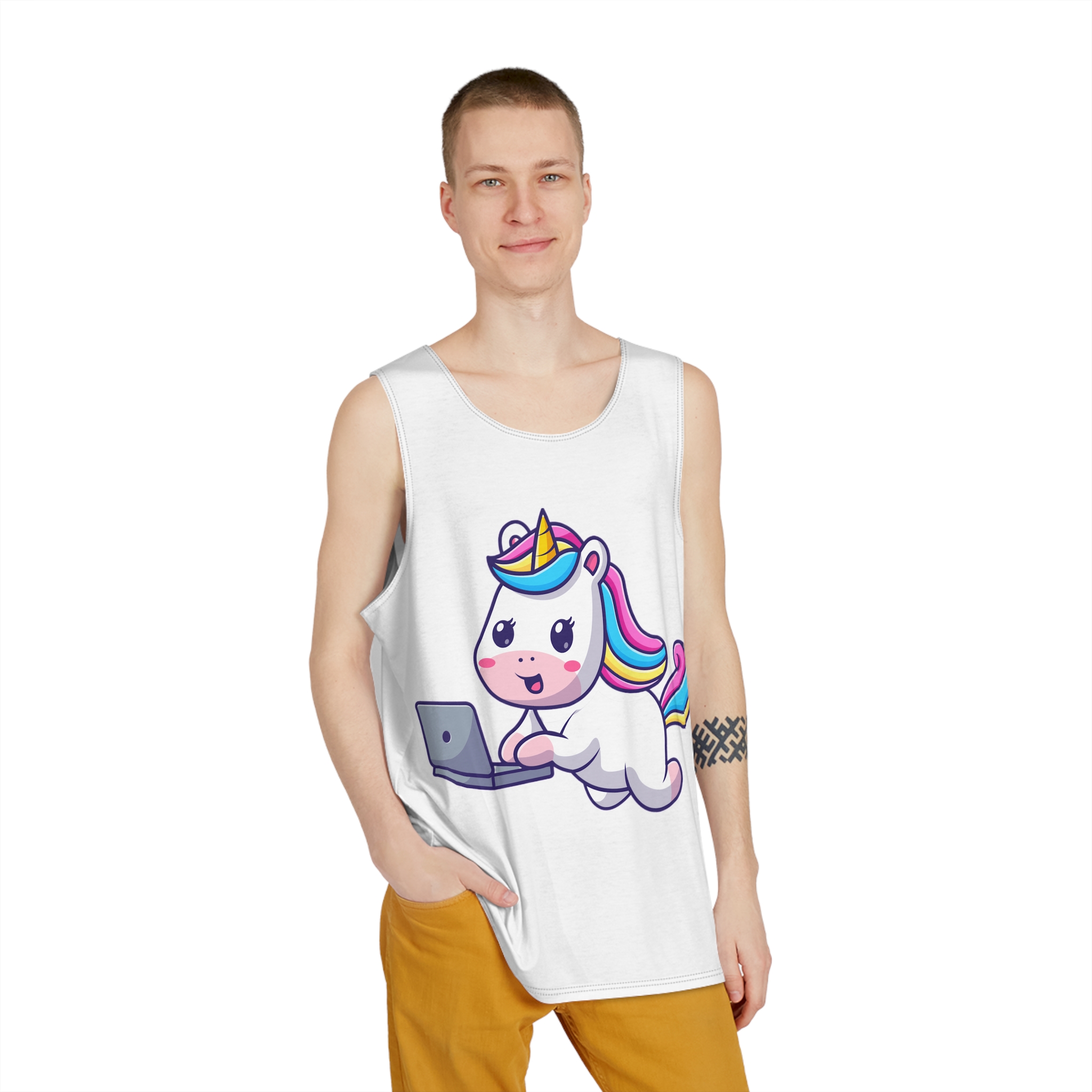 Cute Unicorn Computer Mens Tank Aop - Image 3