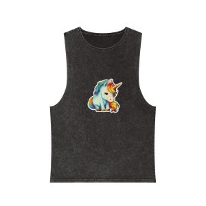 Sticker Unicorn With Rainbow It Unisex Stonewash Tank Top
