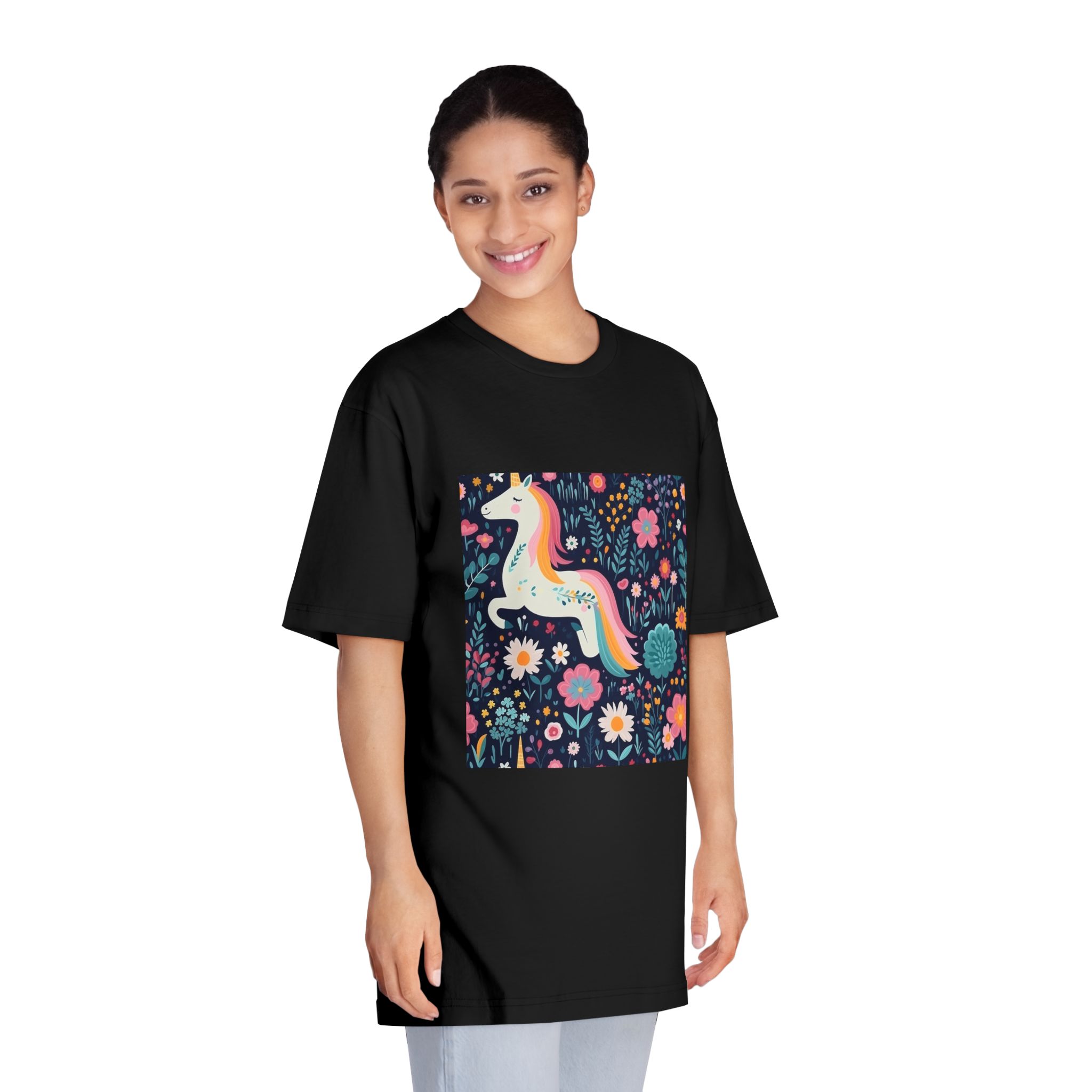 Childish Seamless Pattern Background With Colorful Unicorns (1) Unisex Classic Crewneck T Shirt - Image 7