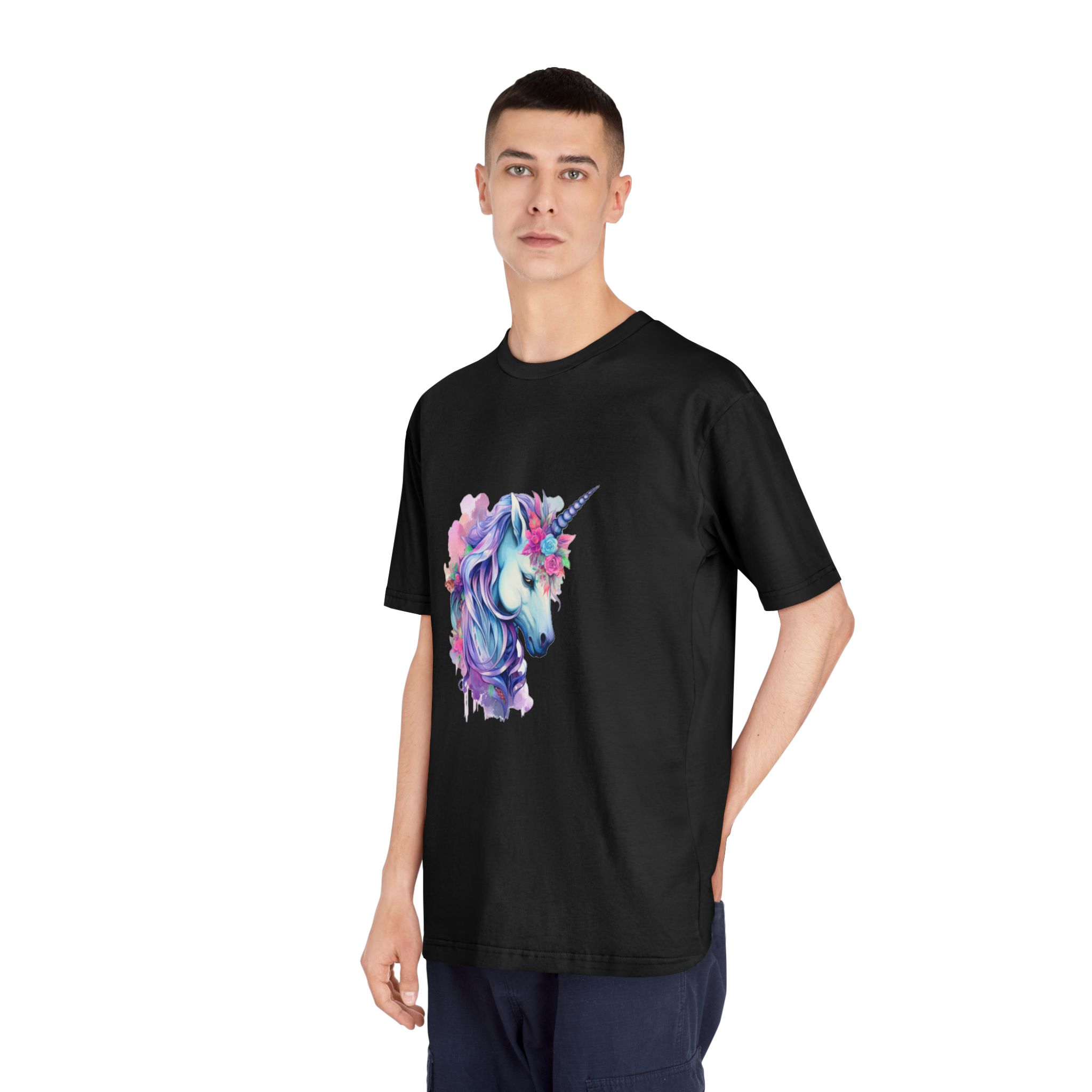 Watercolor Fantasy Unicorn Clip Art Unisex Classic Crewneck T Shirt - Image 8