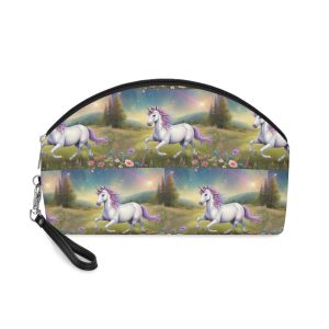 Beautiful Unicorn Running Magical Meadow Unicorn Background Images Whimsical Unicorn (7) Makeup Bag