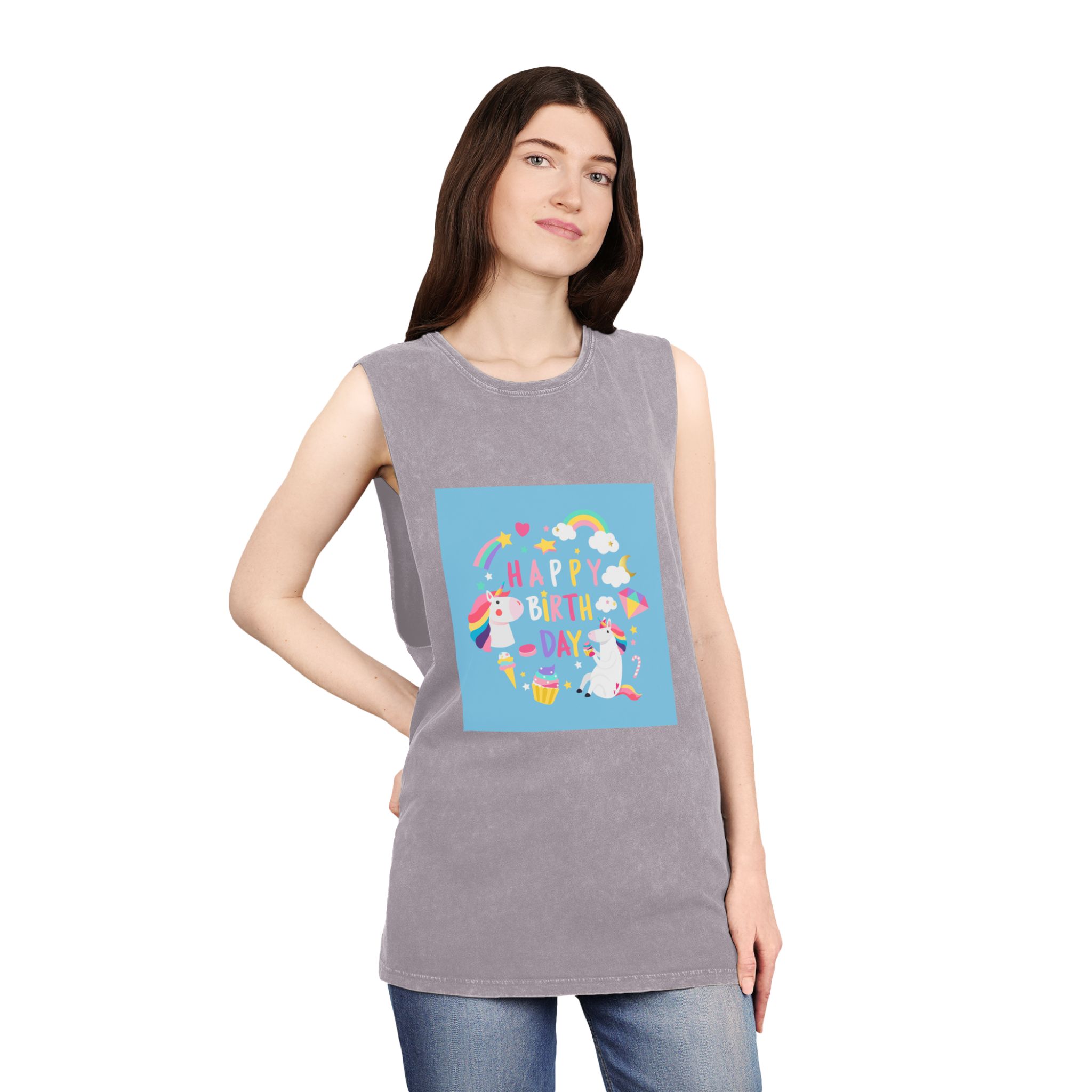 Unicorn V144 Unisex Stonewash Tank Top - Image 20