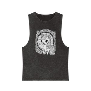 Adorable Unicorn Illustrations Kids Unisex Stonewash Tank Top