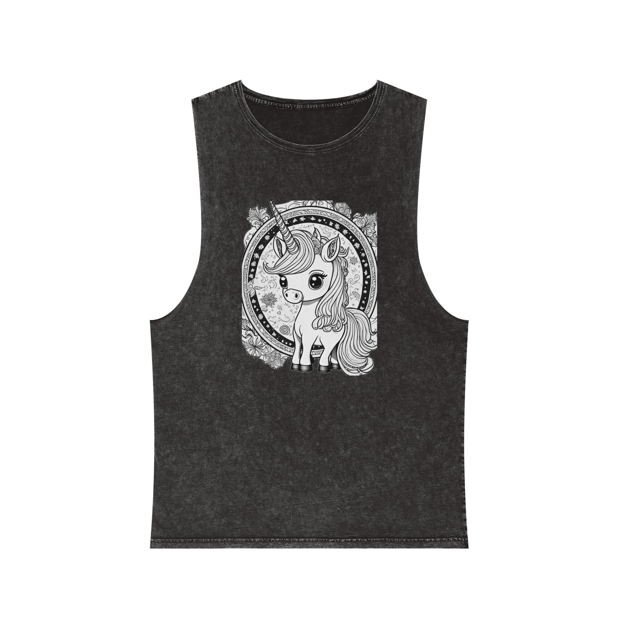 Adorable Unicorn Illustrations Kids Unisex Stonewash Tank Top