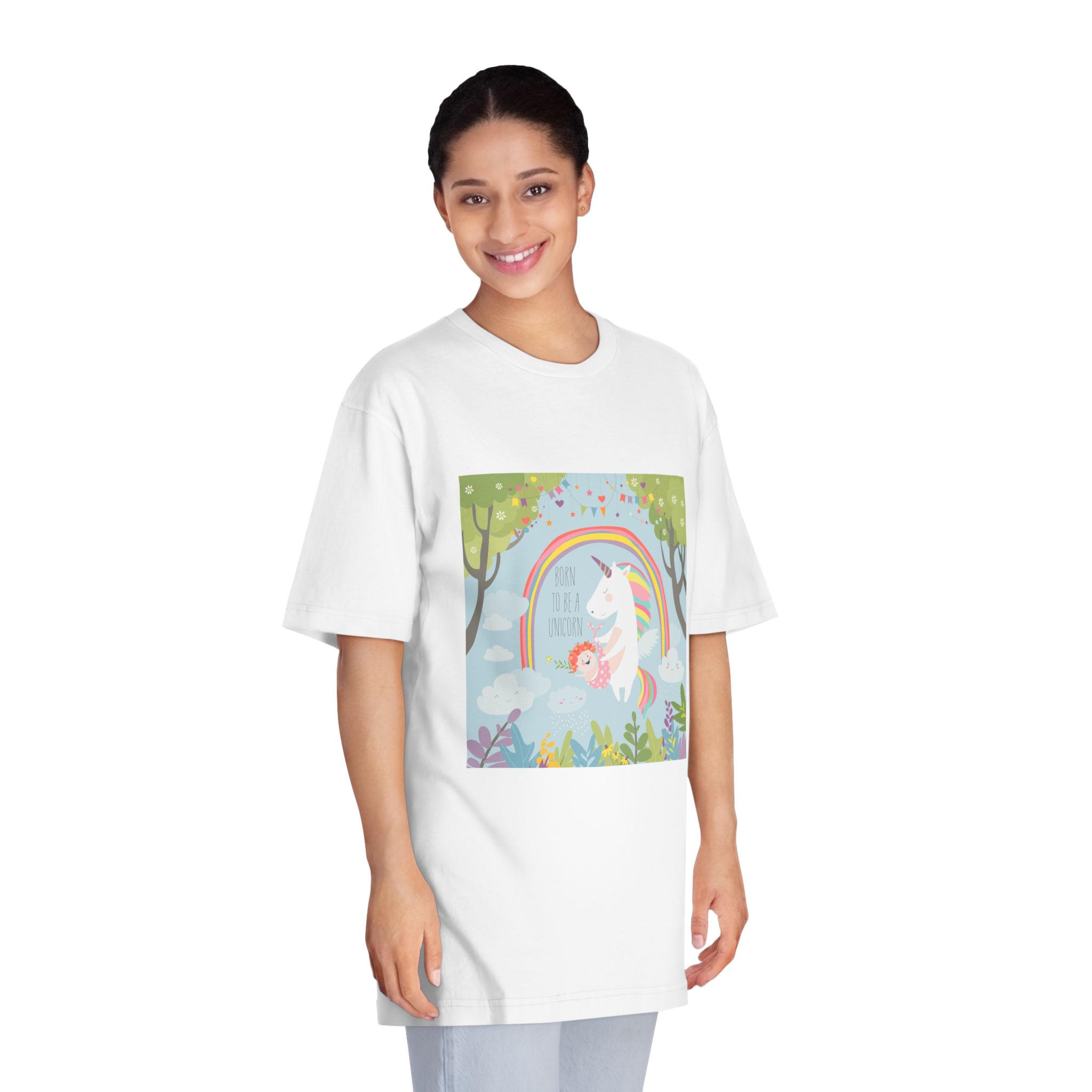 Cute Unicorn With Baby Unisex Classic Crewneck T Shirt - Image 3