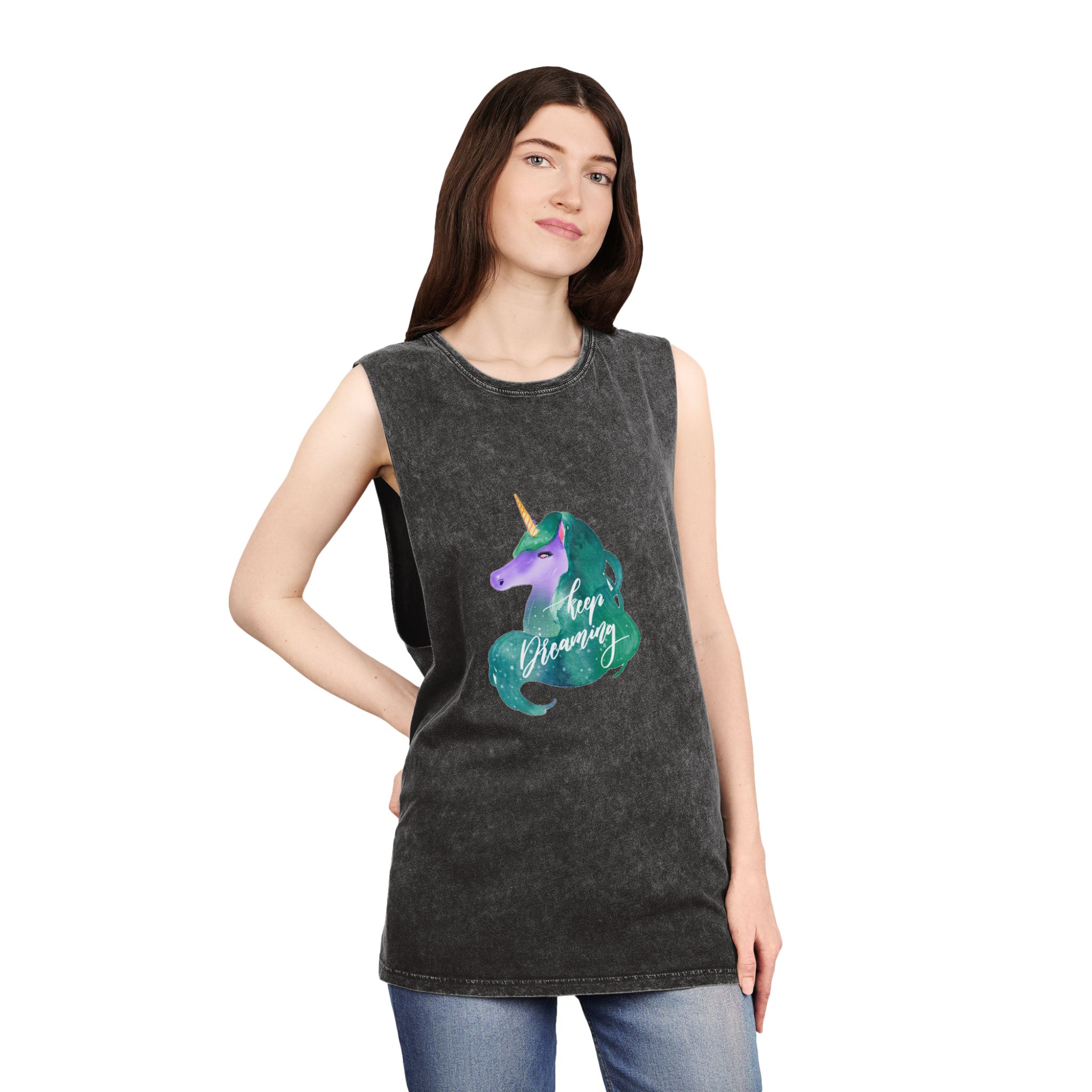Unicorn V47 Unisex Stonewash Tank Top - Image 4