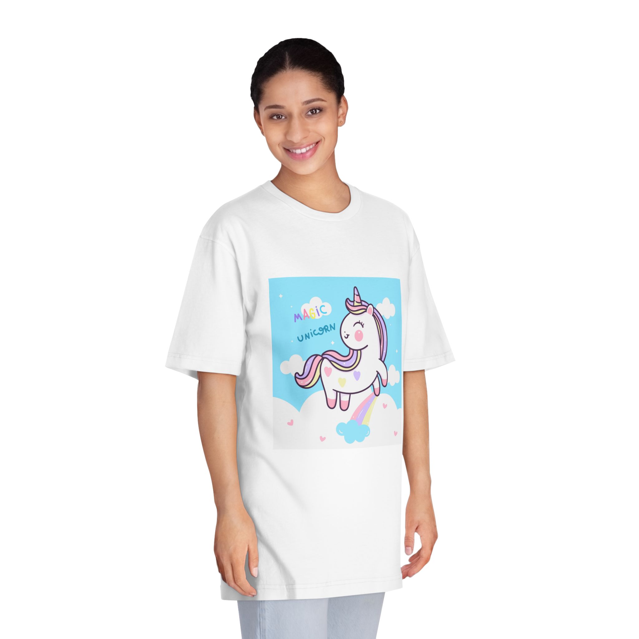 Unicorn Fly With Rainbow Kawaii Animal Unisex Classic Crewneck T Shirt - Image 3