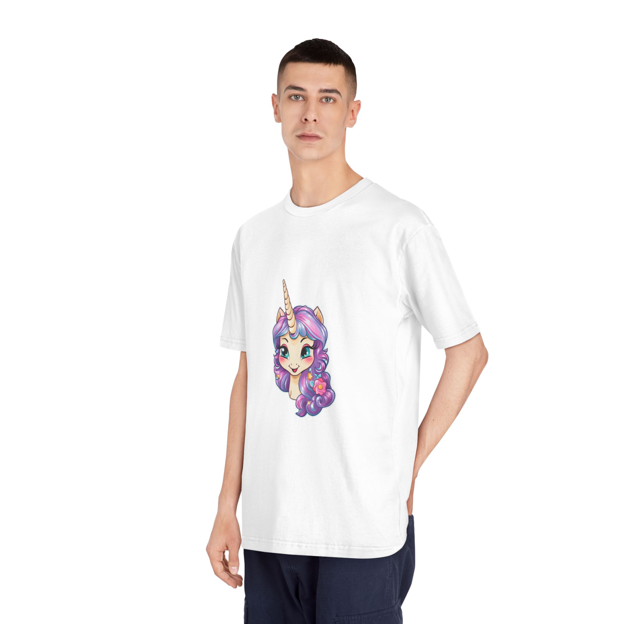 Cute Little Baby Unicorn With Rainbow Flowers Vector Illustration Set Generative Ai Unisex Classic Crewneck T Shirt - Image 4