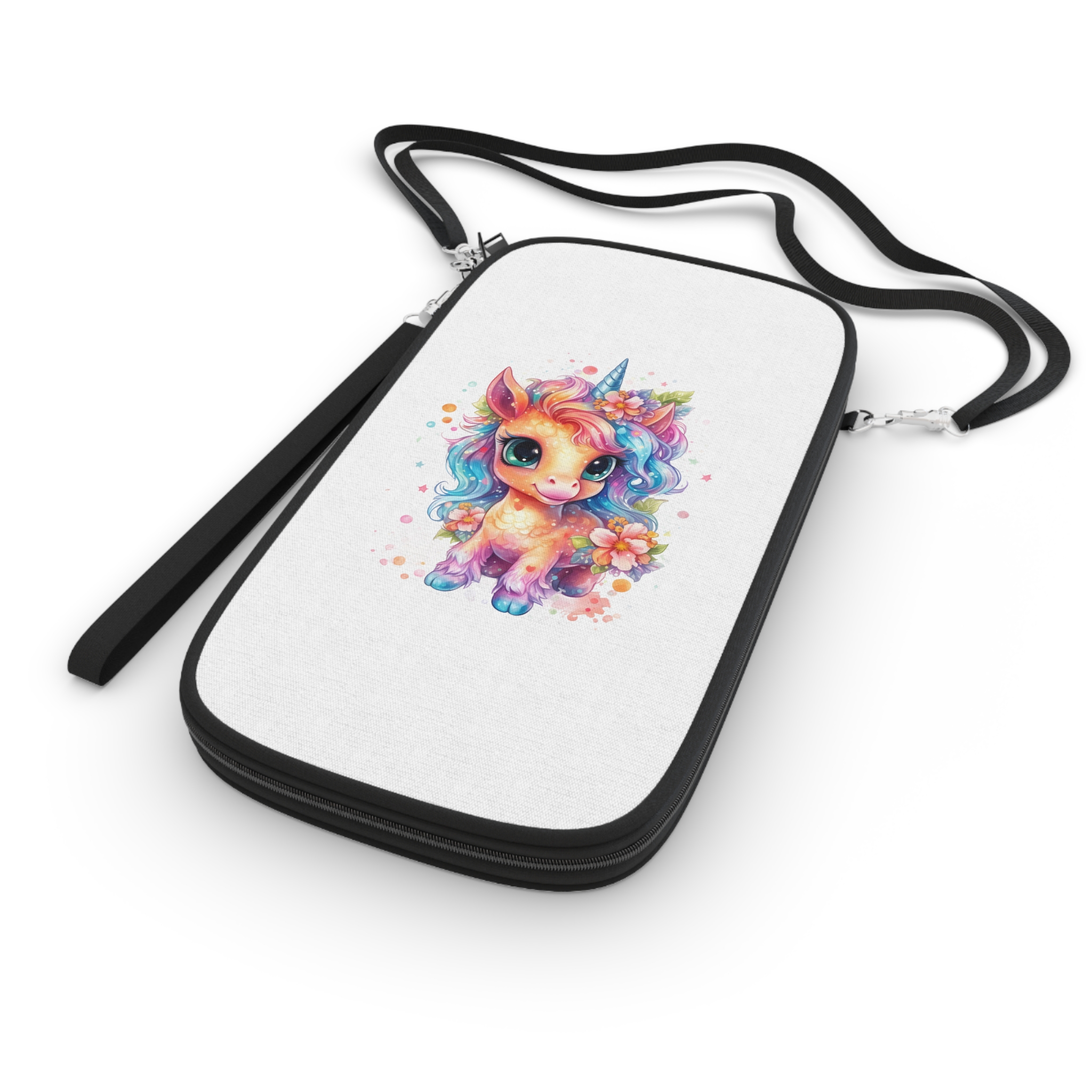 Cute Colorful Magic Unicorn With Flowers Watercolor Style (1) Copia Passport Wallet - Image 3