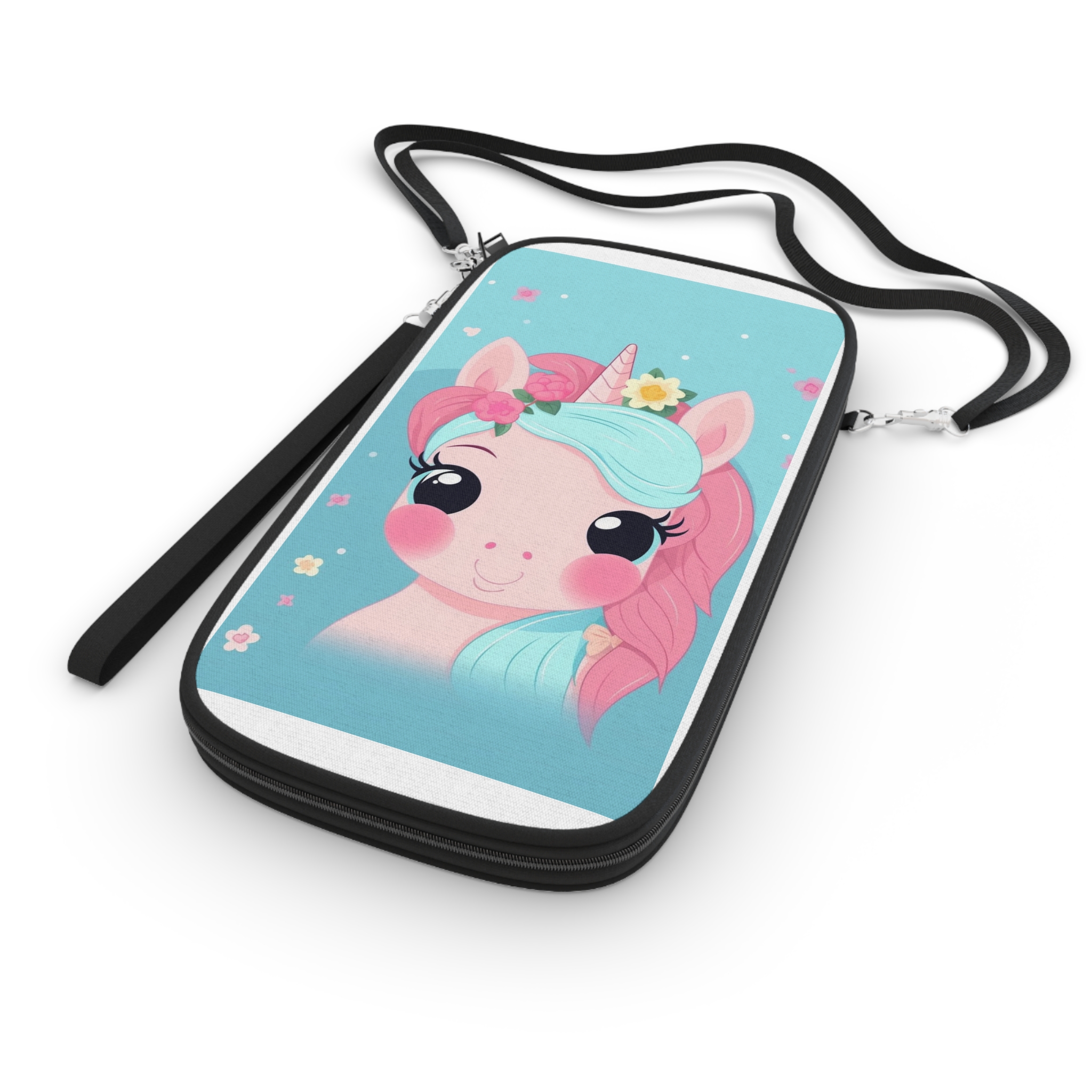 Close Up Cartoon Unicorn With Flower Crown Her Head Generative Ai Passport Wallet - Image 3