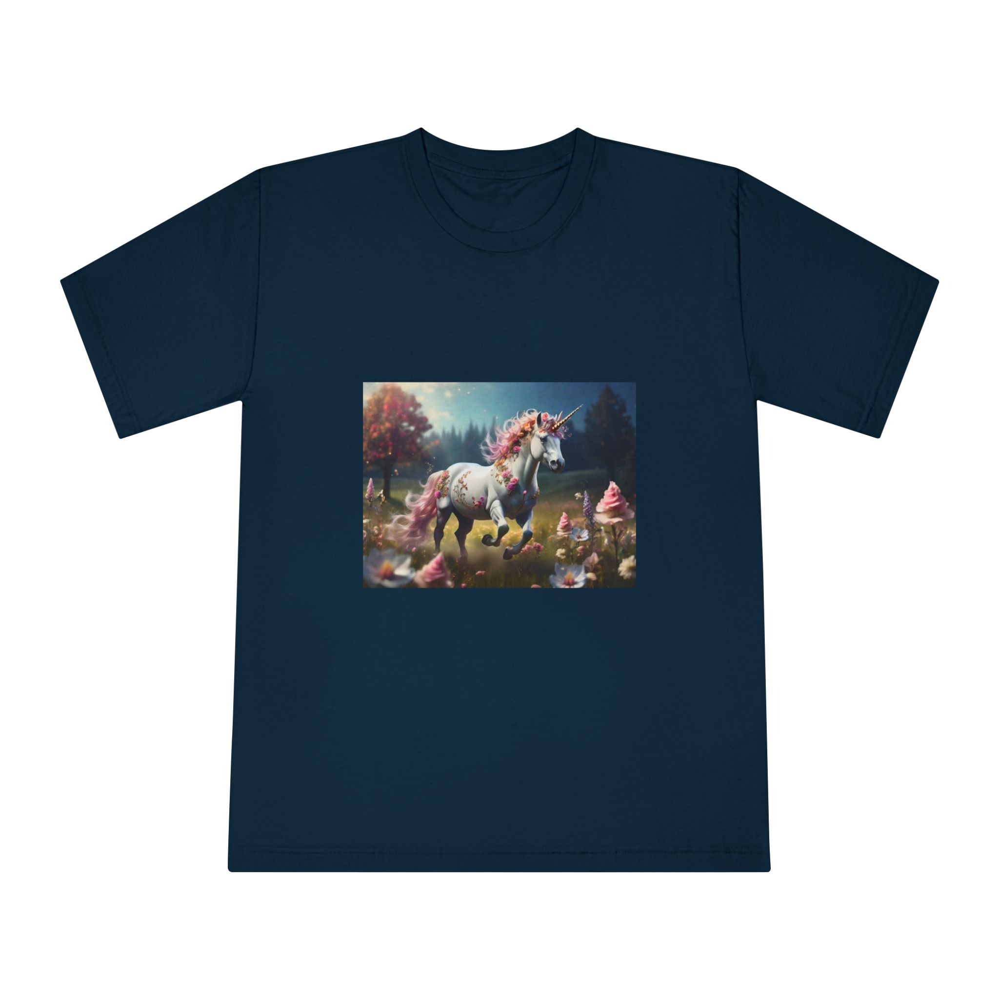 Beautiful Unicorn Running Magical Meadow Unicorn Background Images Whimsical Unicorn (38) Unisex Classic Crewneck T Shirt - Image 17
