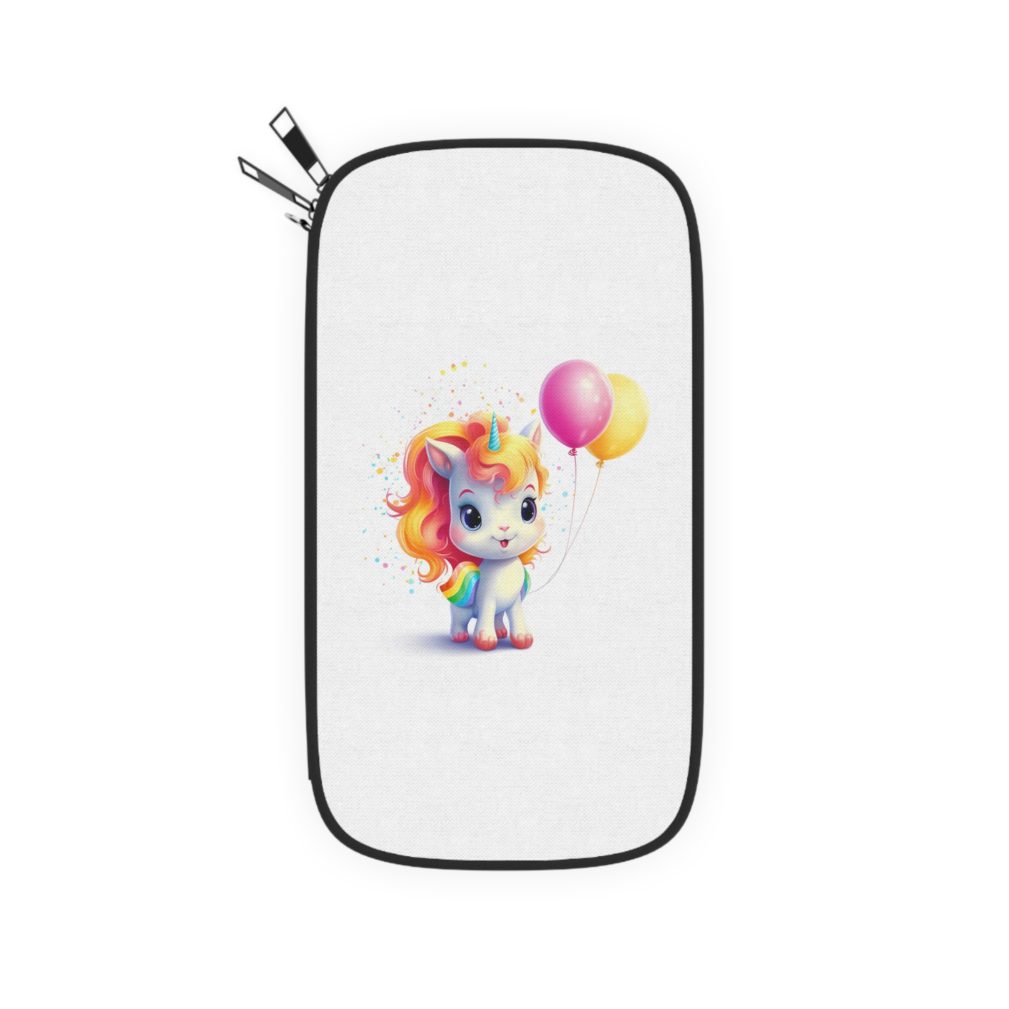 Cartoon Unicorn With Rainbow Mane Balloon Generative Ai (1) Passport Wallet - Image 2