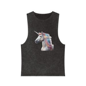 Colorful 3d Mythical Unicorn (3) Unisex Stonewash Tank Top