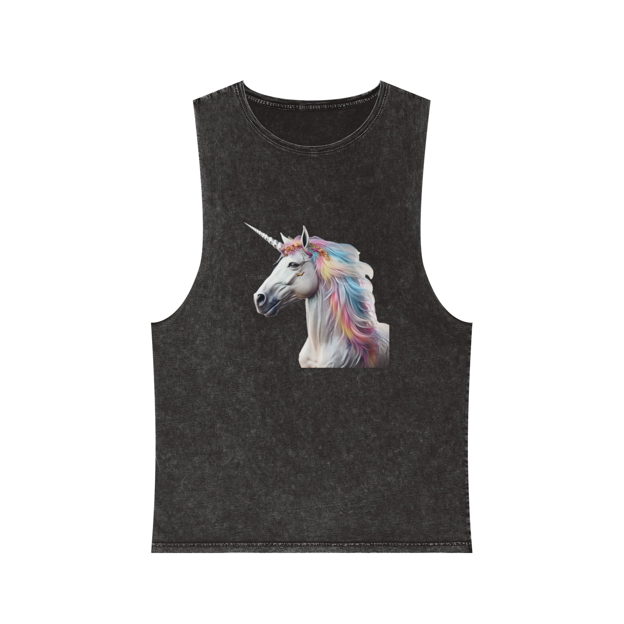 Colorful 3d Mythical Unicorn (3) Unisex Stonewash Tank Top