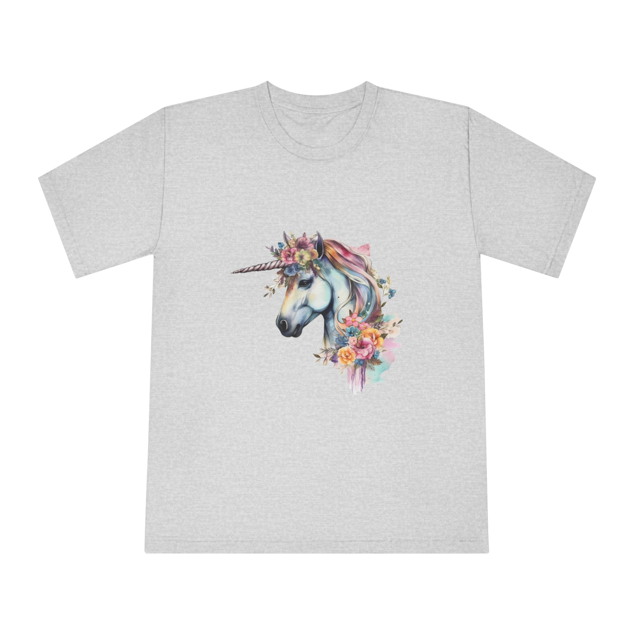 Unicorn With Flower Crown His Head Unisex Classic Crewneck T Shirt - Image 13