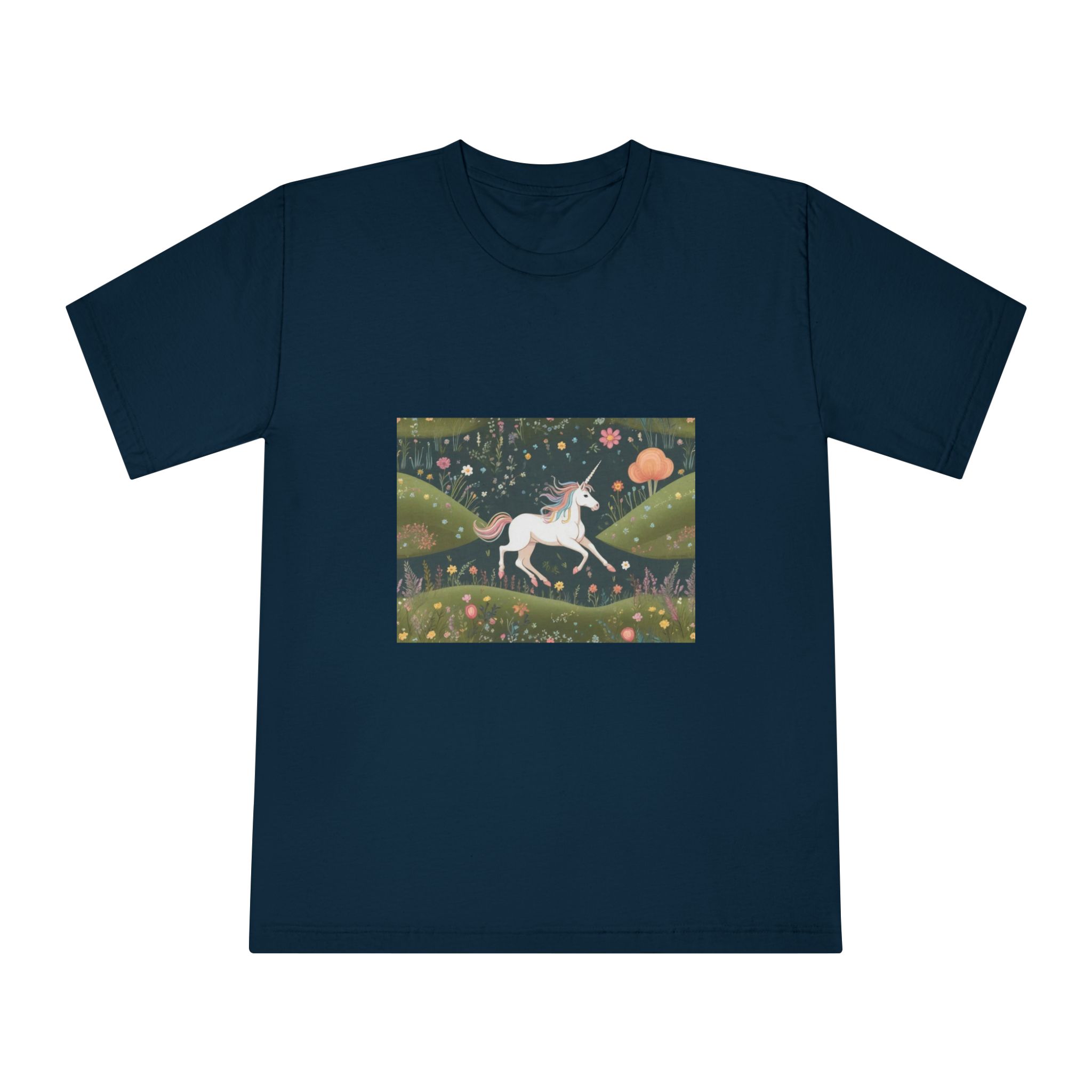 Beautiful Unicorn Running Magical Meadow Unicorn Background Images Whimsical Unicorn (53) Unisex Classic Crewneck T Shirt - Image 17