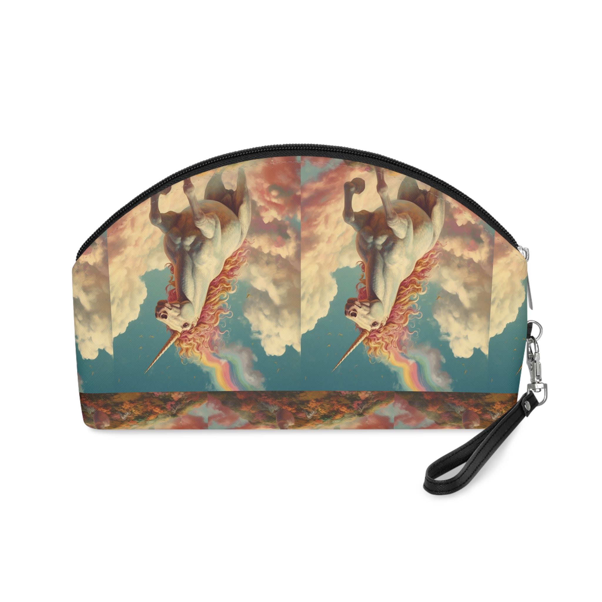 Painting Unicorn With Rainbow Sky Generative Ai Makeup Bag - Image 2
