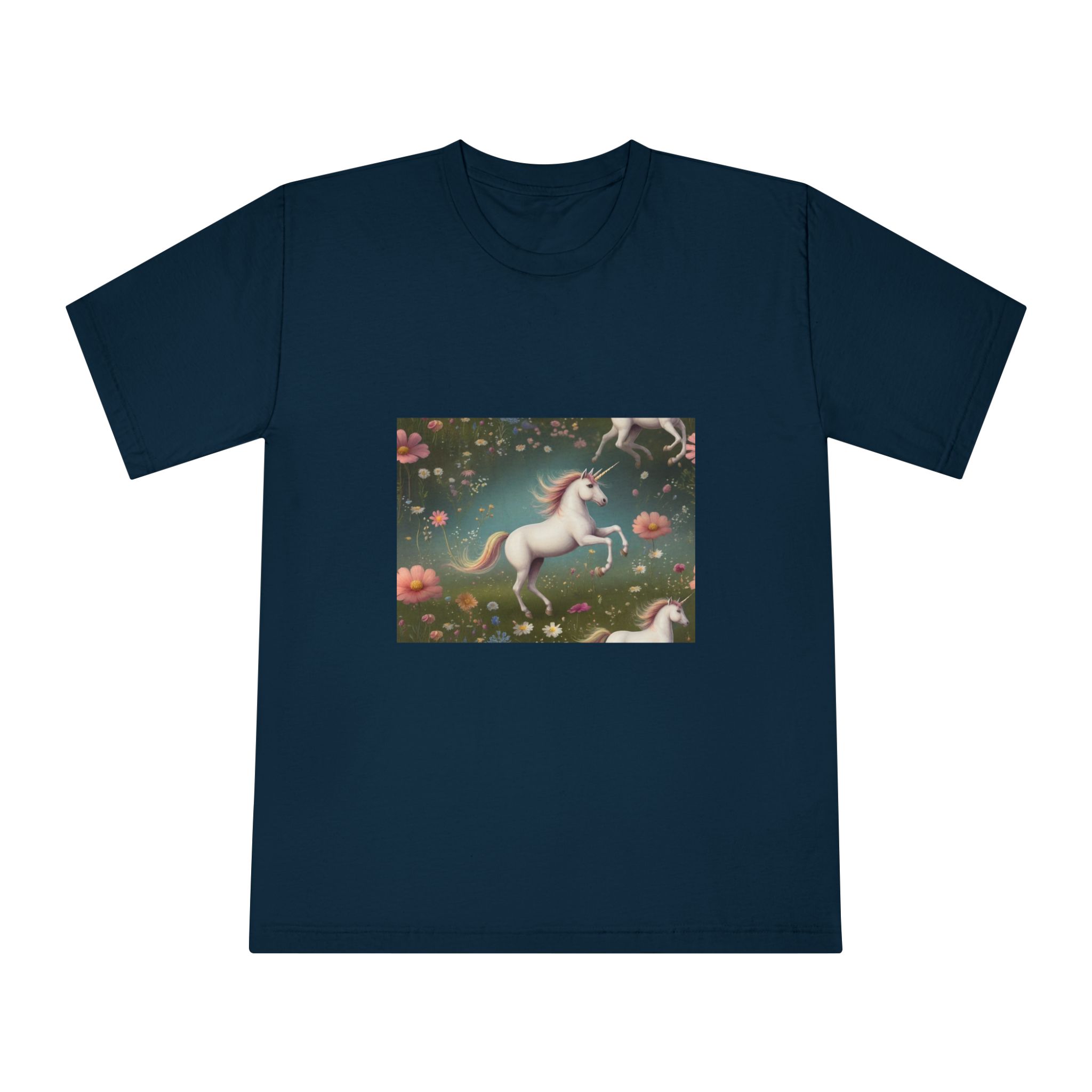 Beautiful Unicorn Running Magical Meadow Unicorn Background Images Whimsical Unicorn (42) Unisex Classic Crewneck T Shirt - Image 17