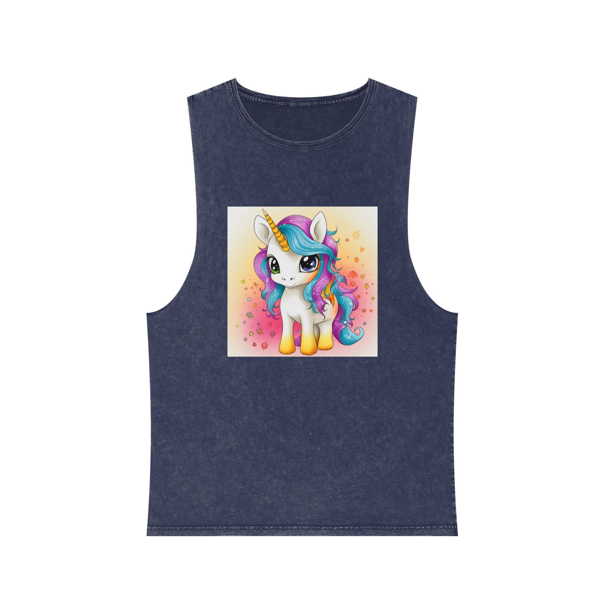 Close Up Cartoon Unicorn With Colorful Mane Generative Ai Unisex Stonewash Tank Top - Image 13