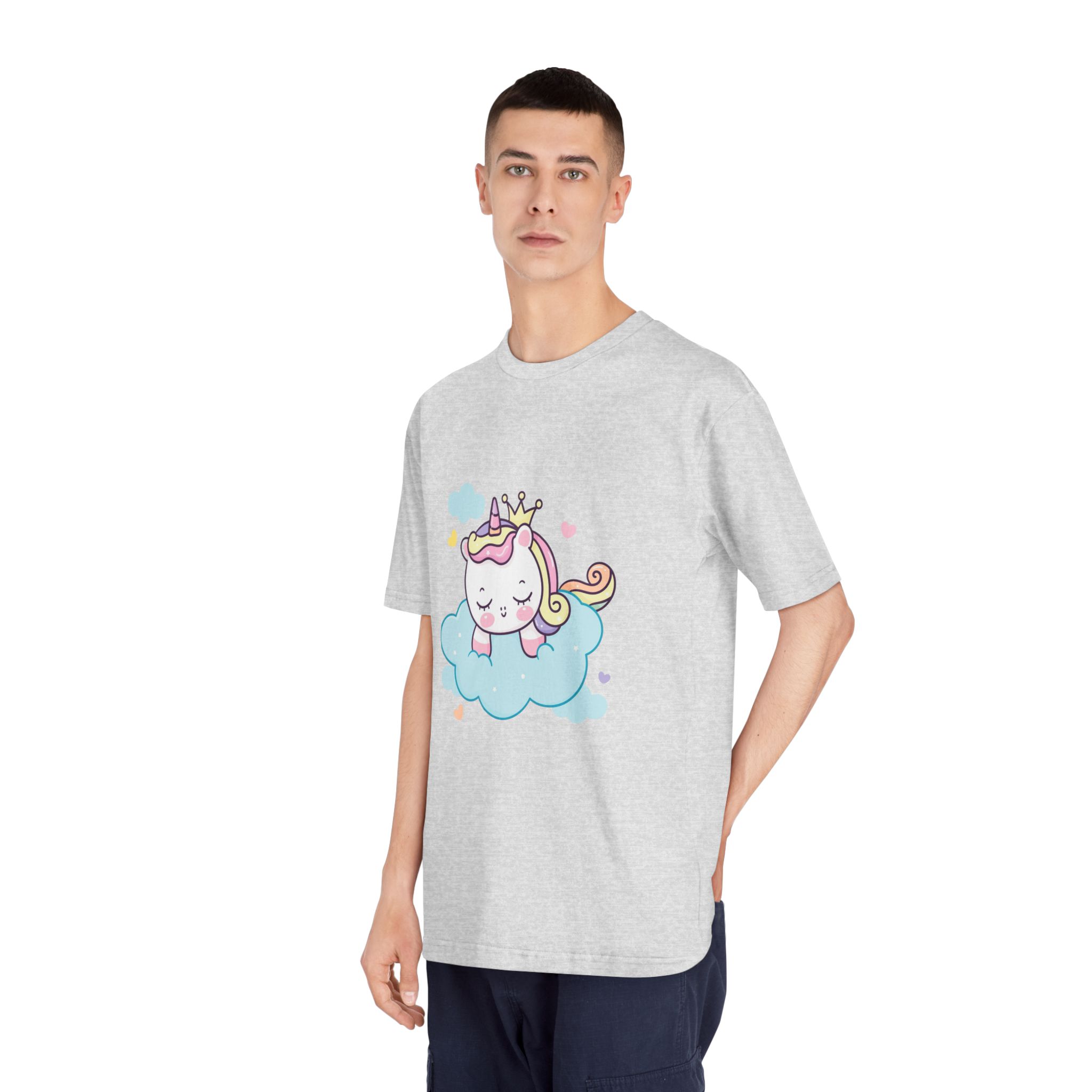 Cute Unicorn Princess Cartoon Sleep Cloud Kawaii Clipart Unisex Classic Crewneck T Shirt - Image 16