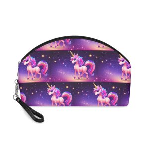 Cute Colorful Magical Adorable Kawaii Unicorn Sparles Violet Background Makeup Bag