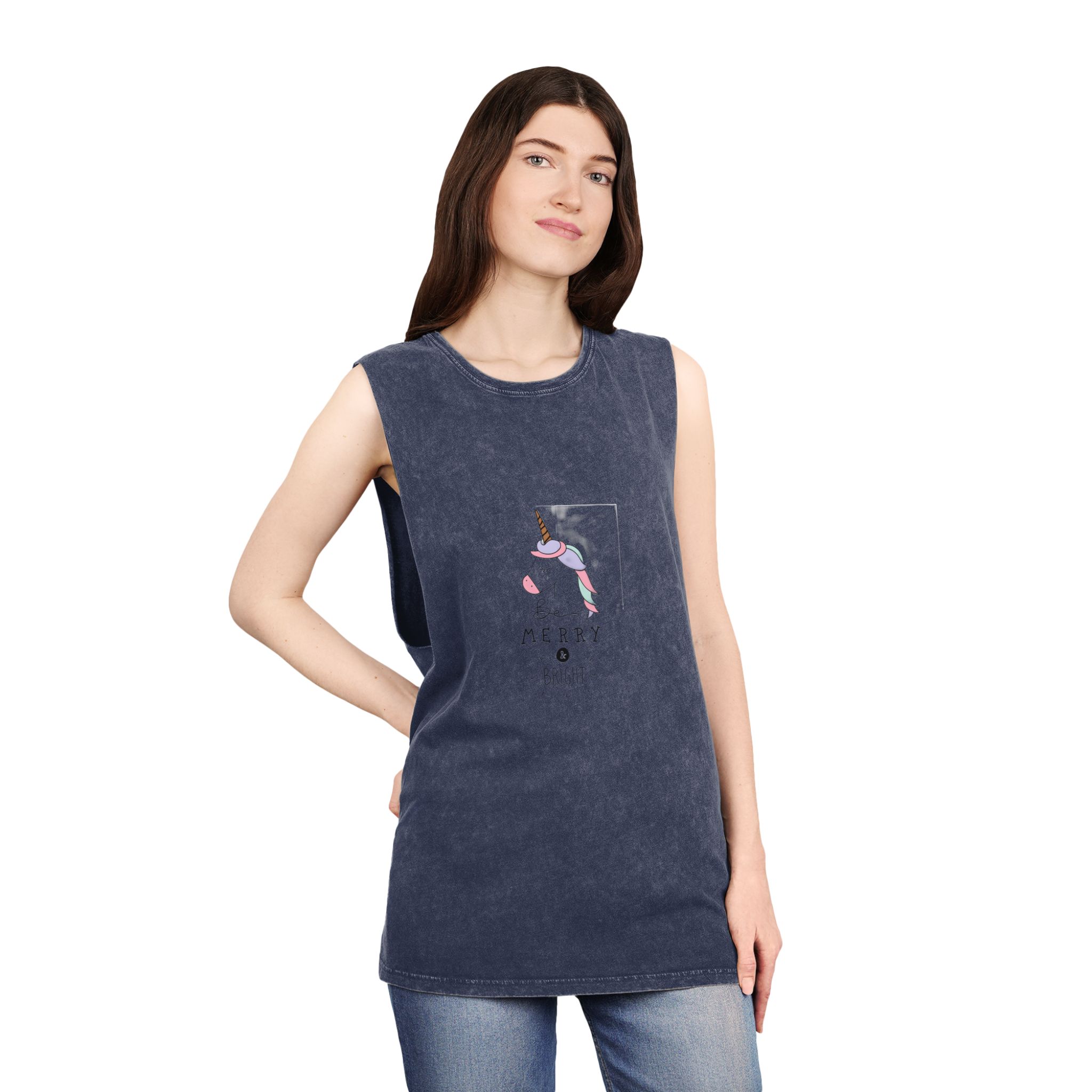 Christmas Card Unisex Stonewash Tank Top - Image 16