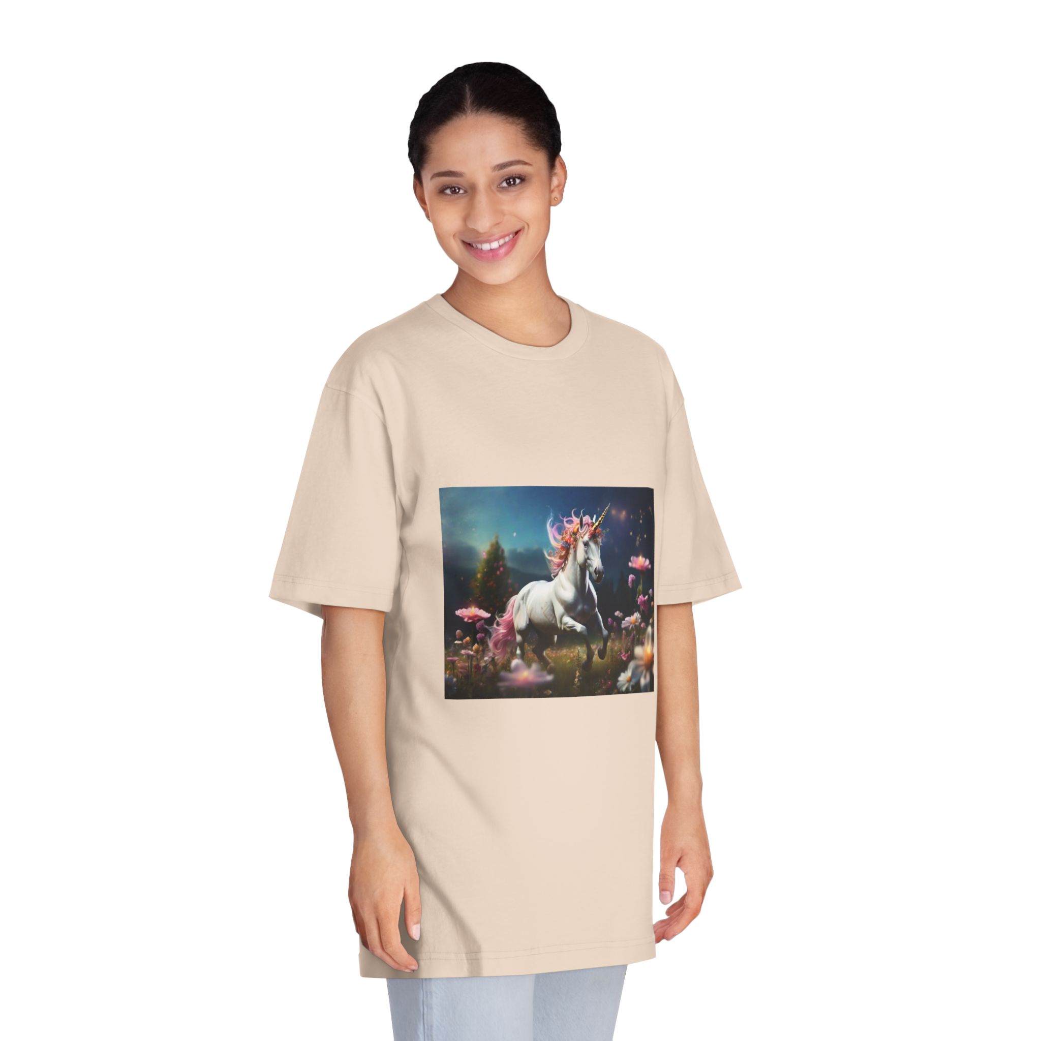 Beautiful Unicorn Running Magical Meadow Unicorn Background Images Whimsical Unicorn (23) Unisex Classic Crewneck T Shirt - Image 11