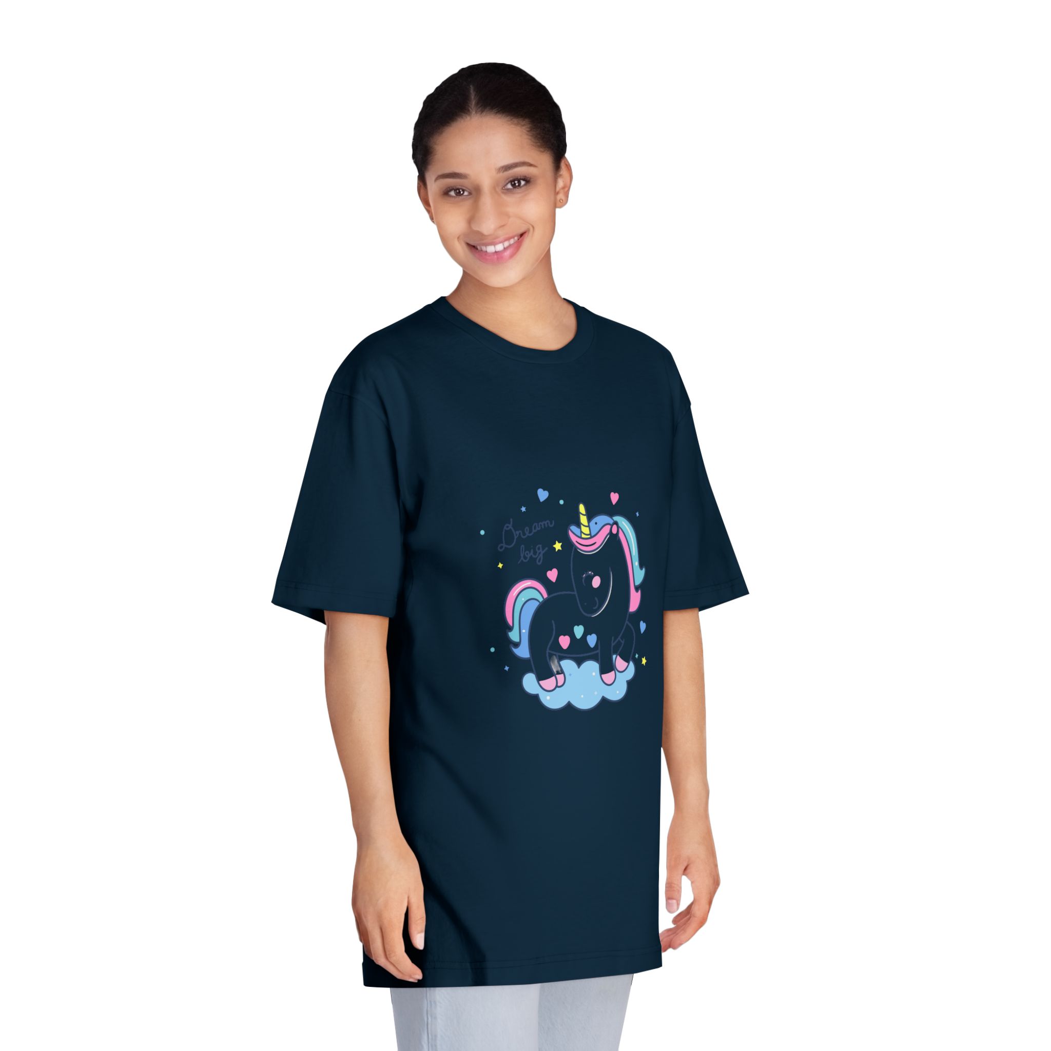 Cute Unicorn Cartoon Dream Big Series Hand Drawn Style Unisex Classic Crewneck T Shirt - Image 19