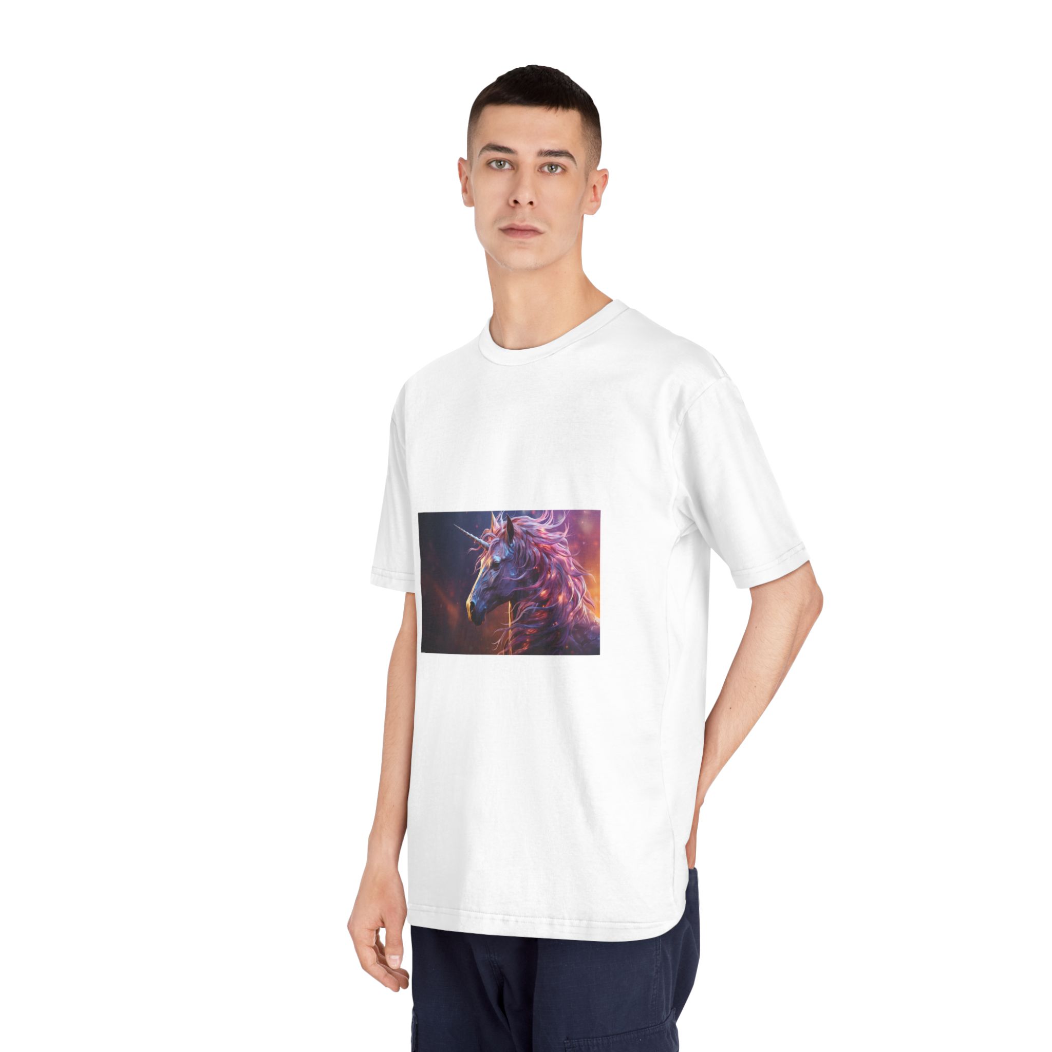 Pink 3d Mythical Unicorn With Lights Mane (1) Unisex Classic Crewneck T Shirt - Image 4