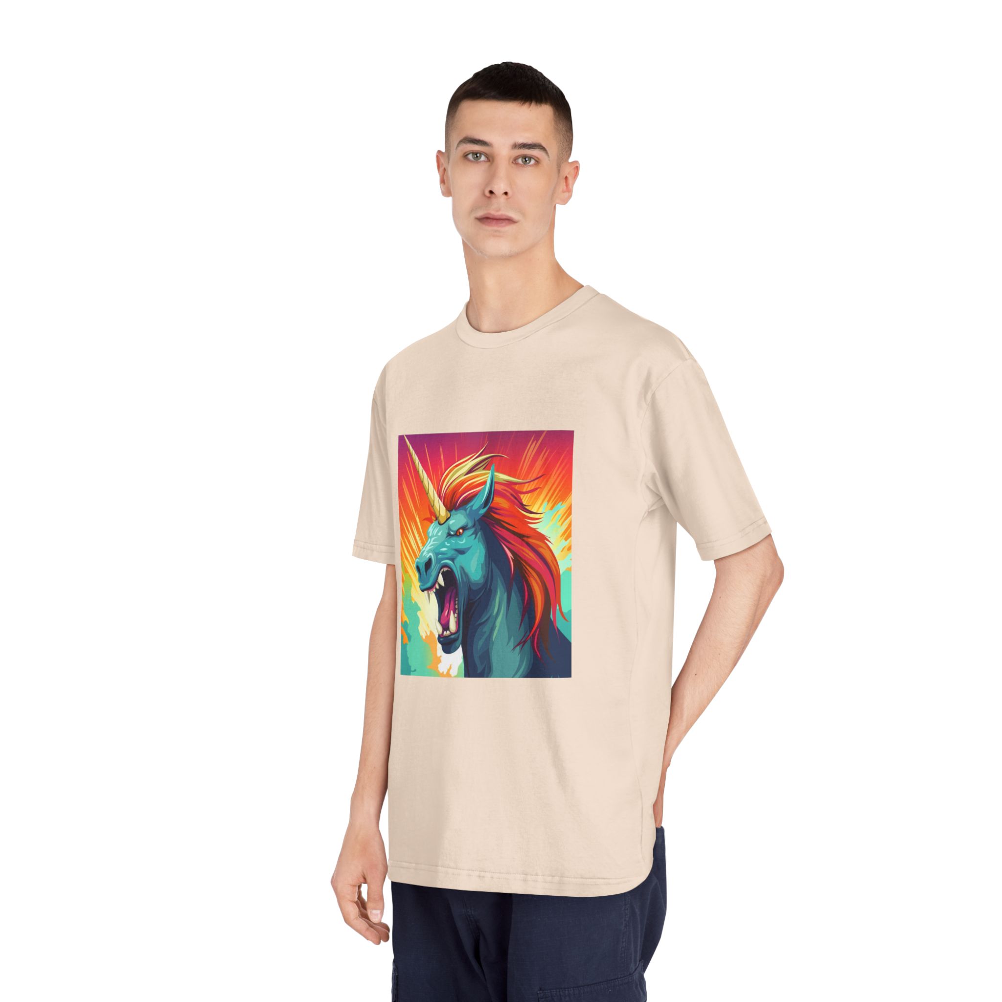 Illustration Unicorn With Colorful Mane Yellow Horn Generative Ai Unisex Classic Crewneck T Shirt - Image 12